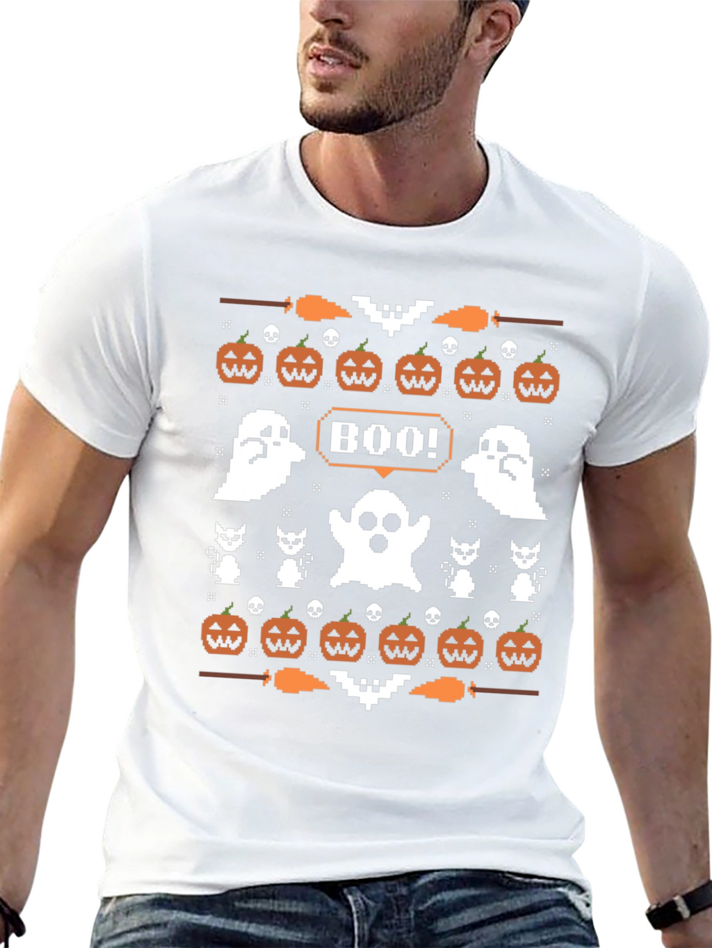 Boo Halloween Pixel Art T-Shirt