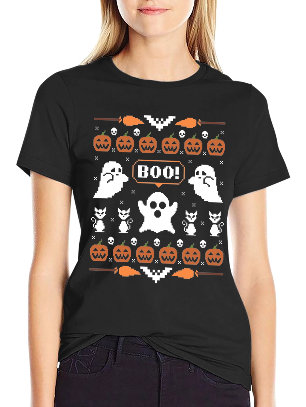 Boo Halloween Pixel Art T-Shirt