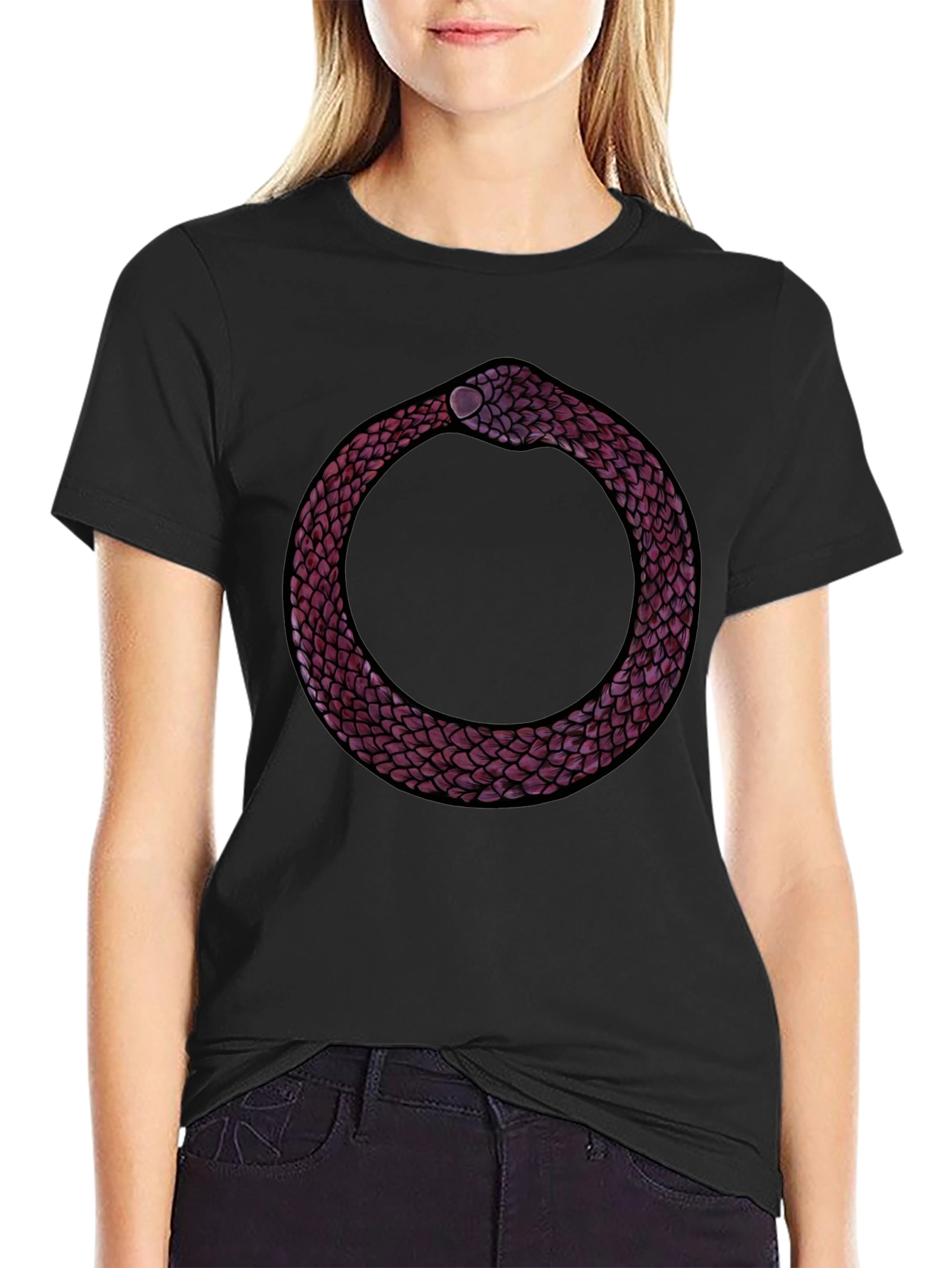 Ouroboros Snake Graphic Tee - Symbolic Design