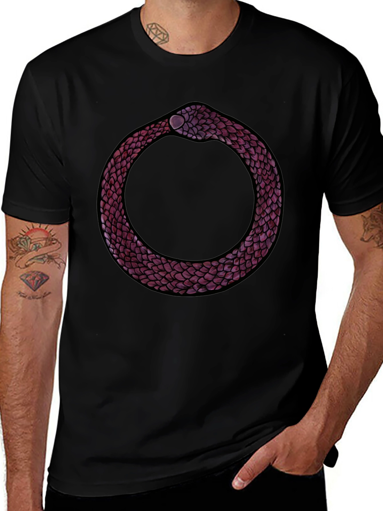 Ouroboros Snake Graphic Tee - Symbolic Design