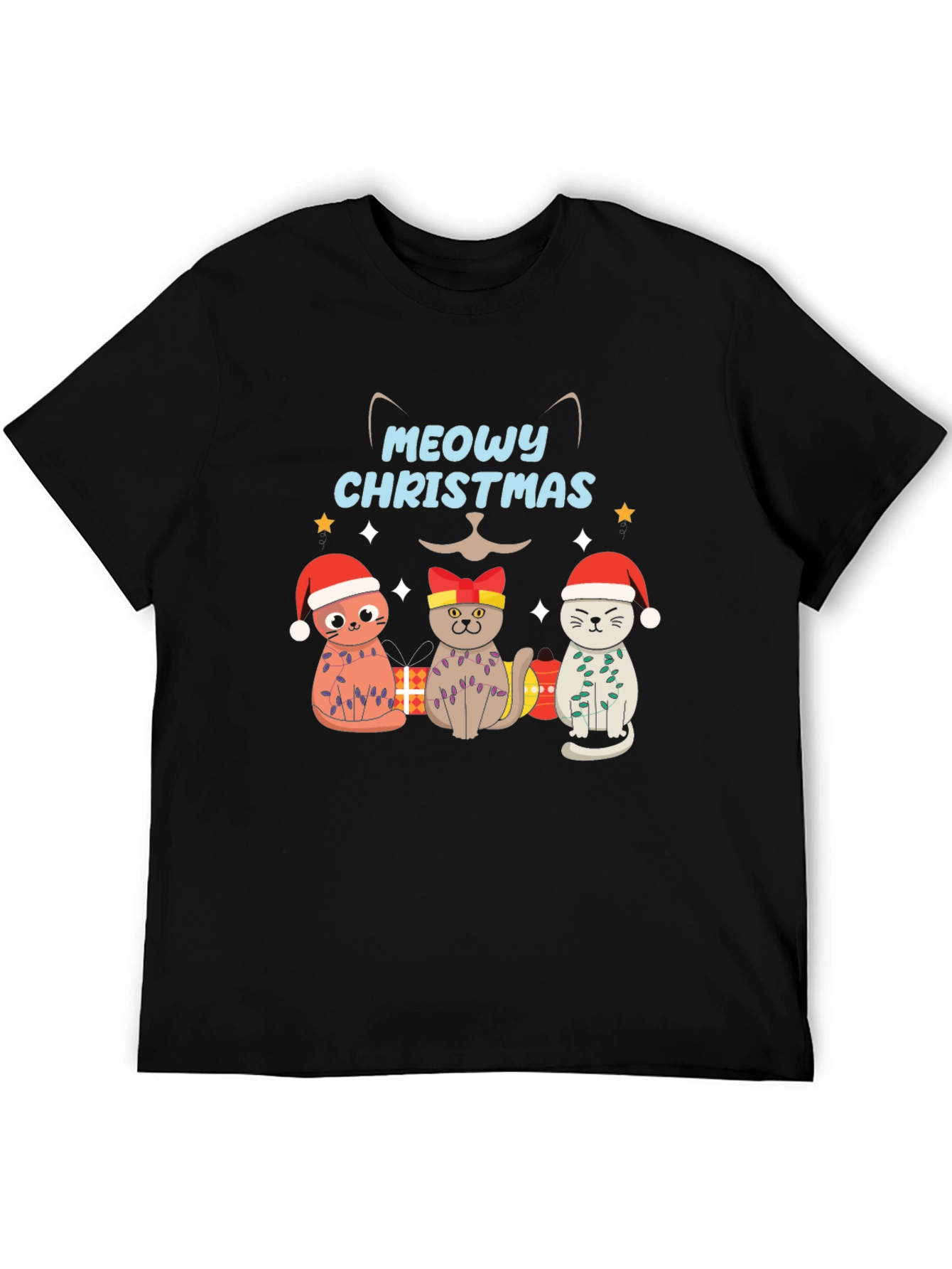 Meowy Christmas Cat T-Shirt - Holiday Graphic Tee