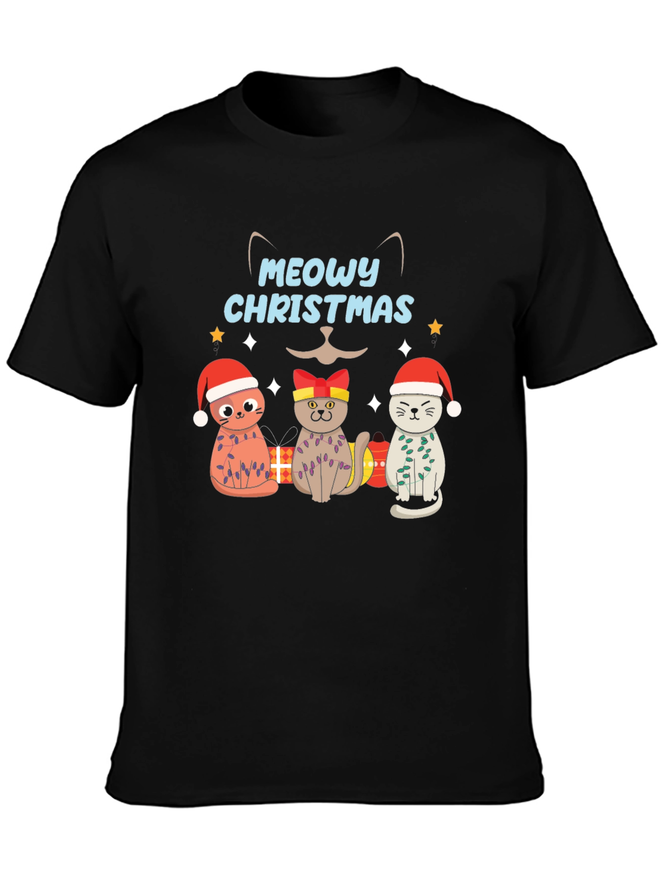 Meowy Christmas Cat T-Shirt - Holiday Graphic Tee