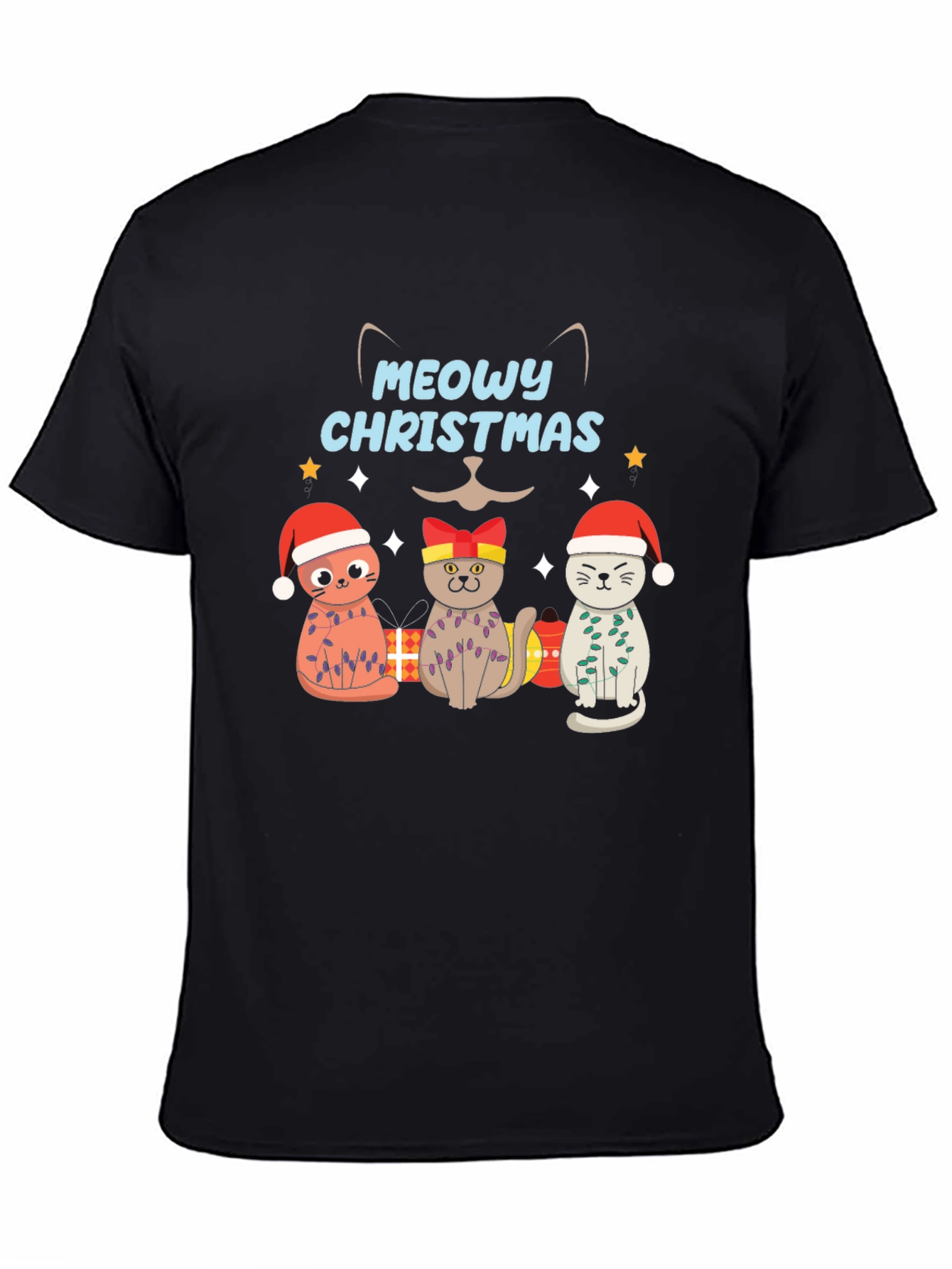 Meowy Christmas Cat T-Shirt - Holiday Graphic Tee