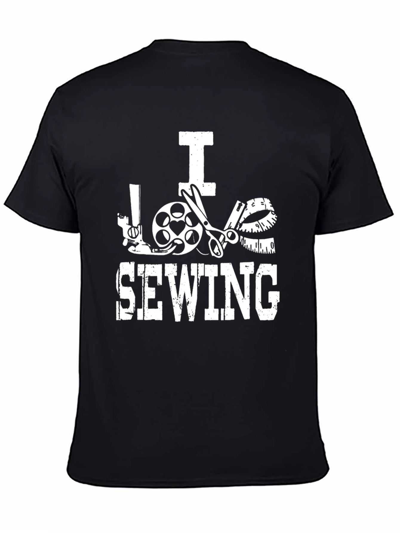 I Love Sewing Graphic Tee - Black Cotton Comfort