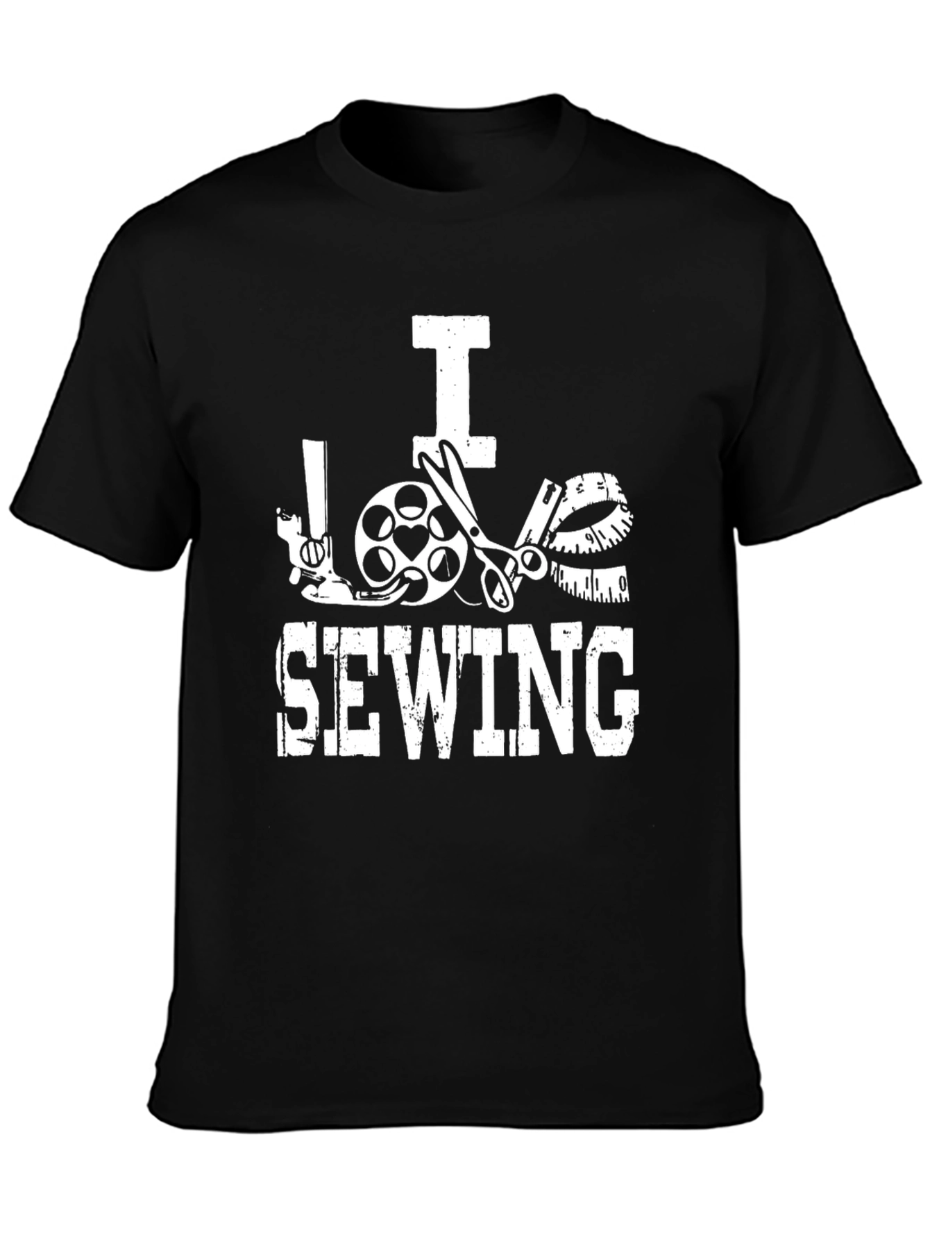 I Love Sewing Graphic Tee - Black Cotton Comfort