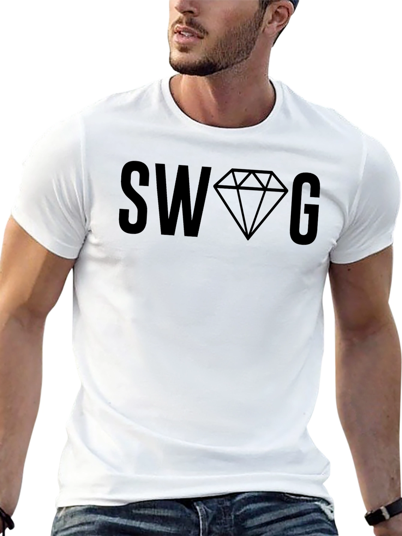Mens Black SWAG Graphic T-Shirt