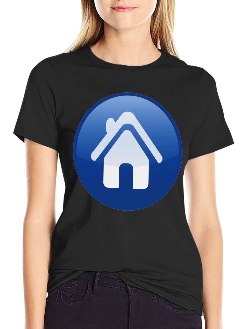 Home Icon Graphic Print Black T-Shirt