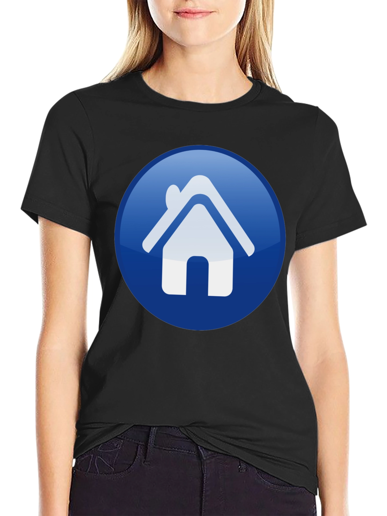 Home Icon Graphic Print Black T-Shirt
