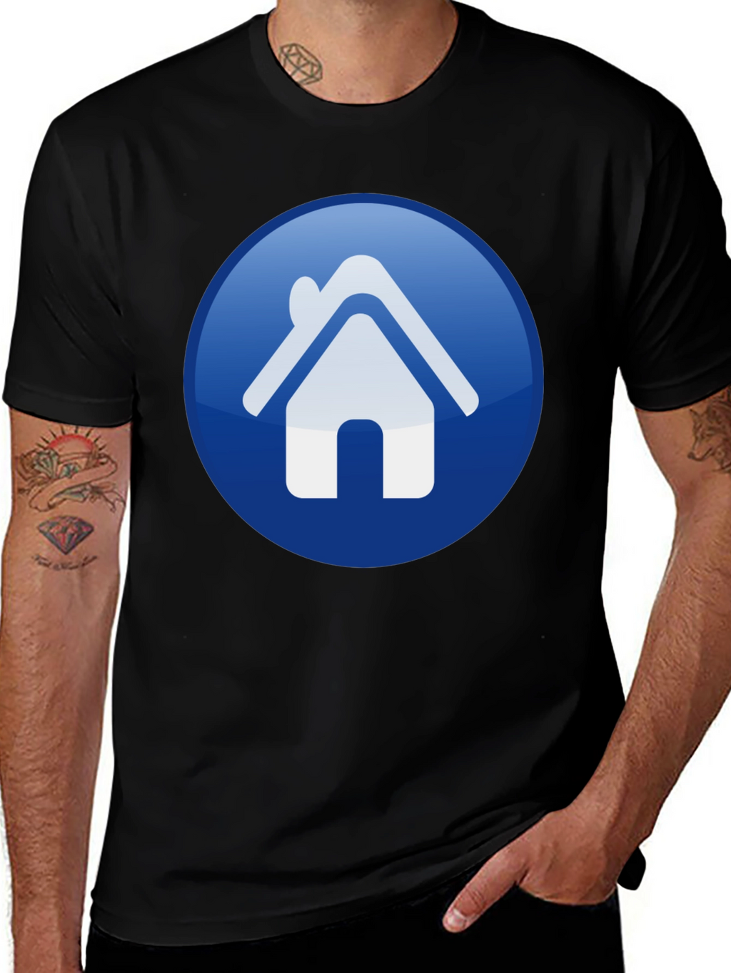 Home Icon Graphic Print Black T-Shirt