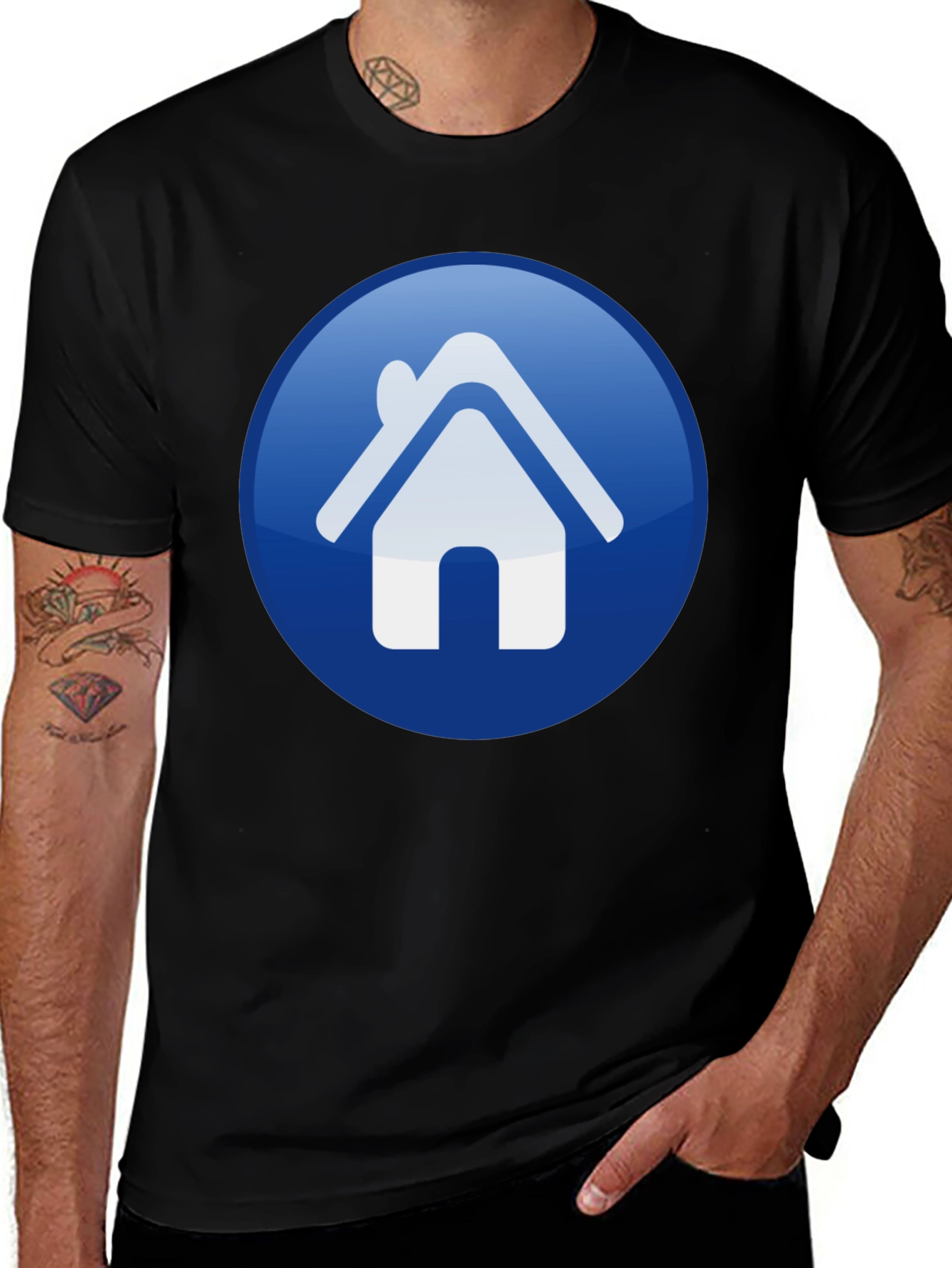 Home Icon Graphic Print Black T-Shirt