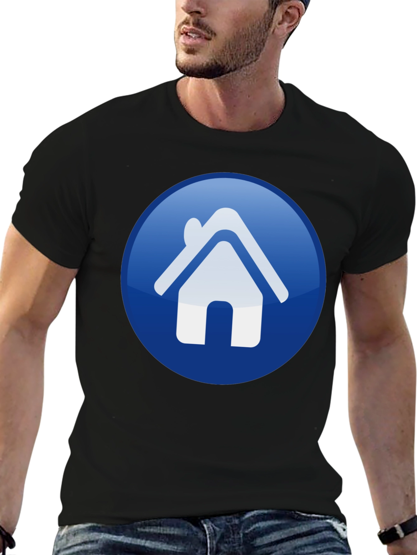 Home Icon Graphic Print Black T-Shirt