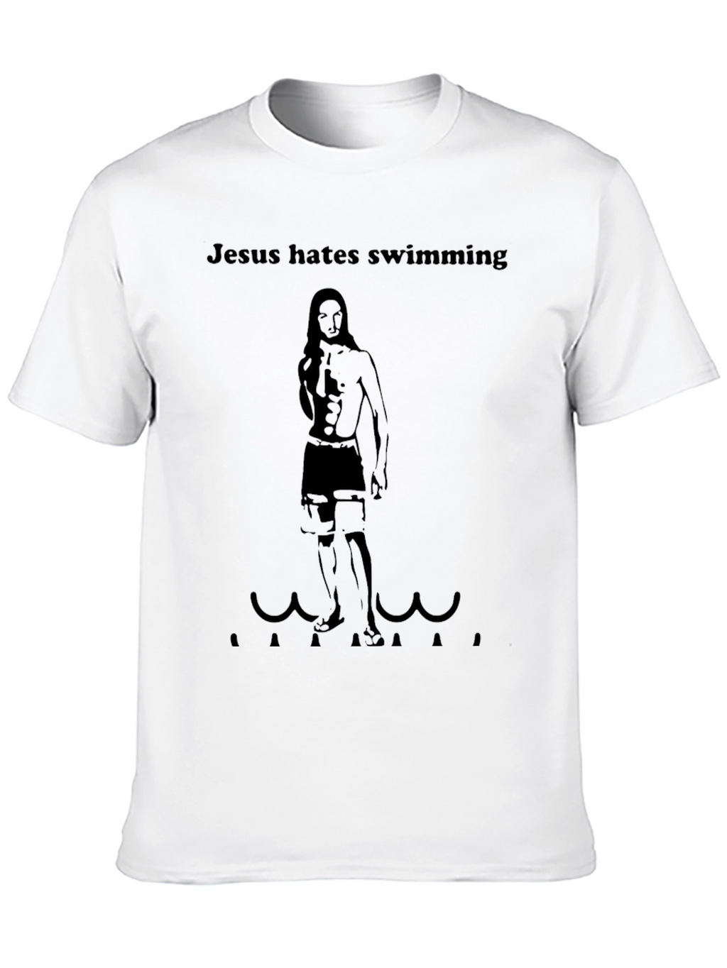 Jesus Hates Swimming Funny Graphic Tee