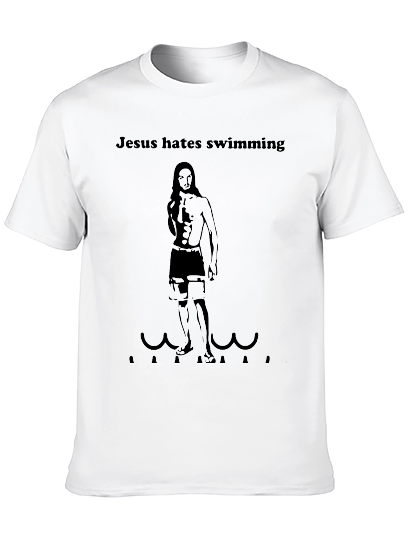 Jesus Hates Swimming Funny Graphic Tee