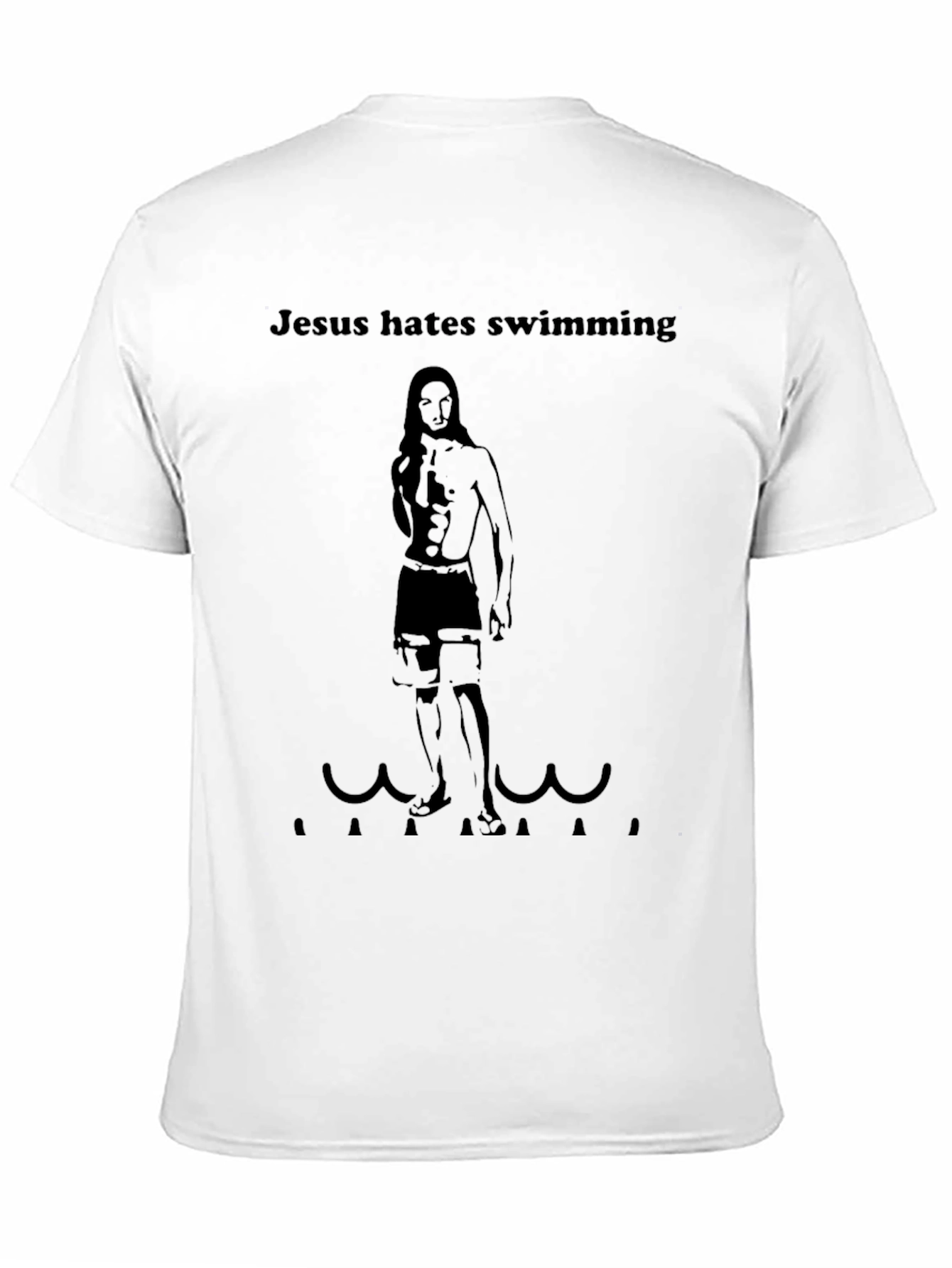 Jesus Hates Swimming Funny Graphic Tee