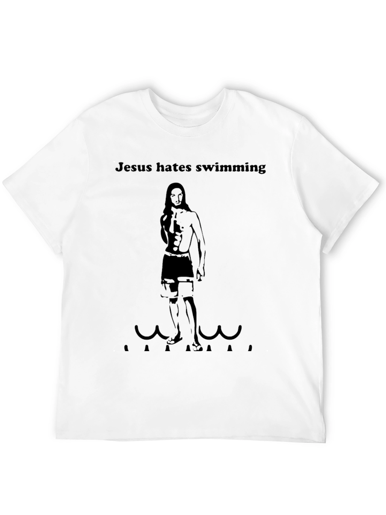 Jesus Hates Swimming Funny Graphic Tee
