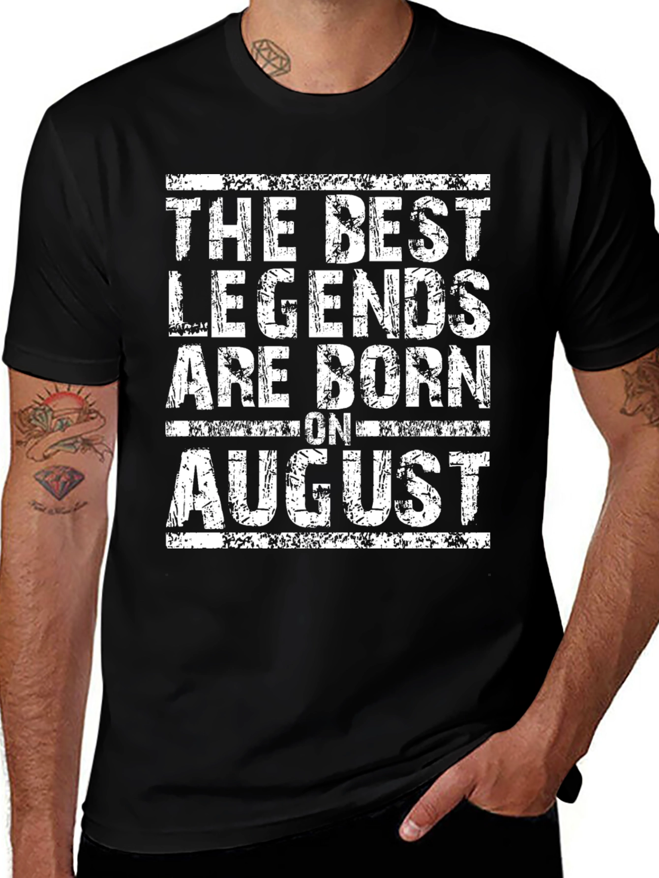 Legends Born in August - Mens Black Graphic Tee