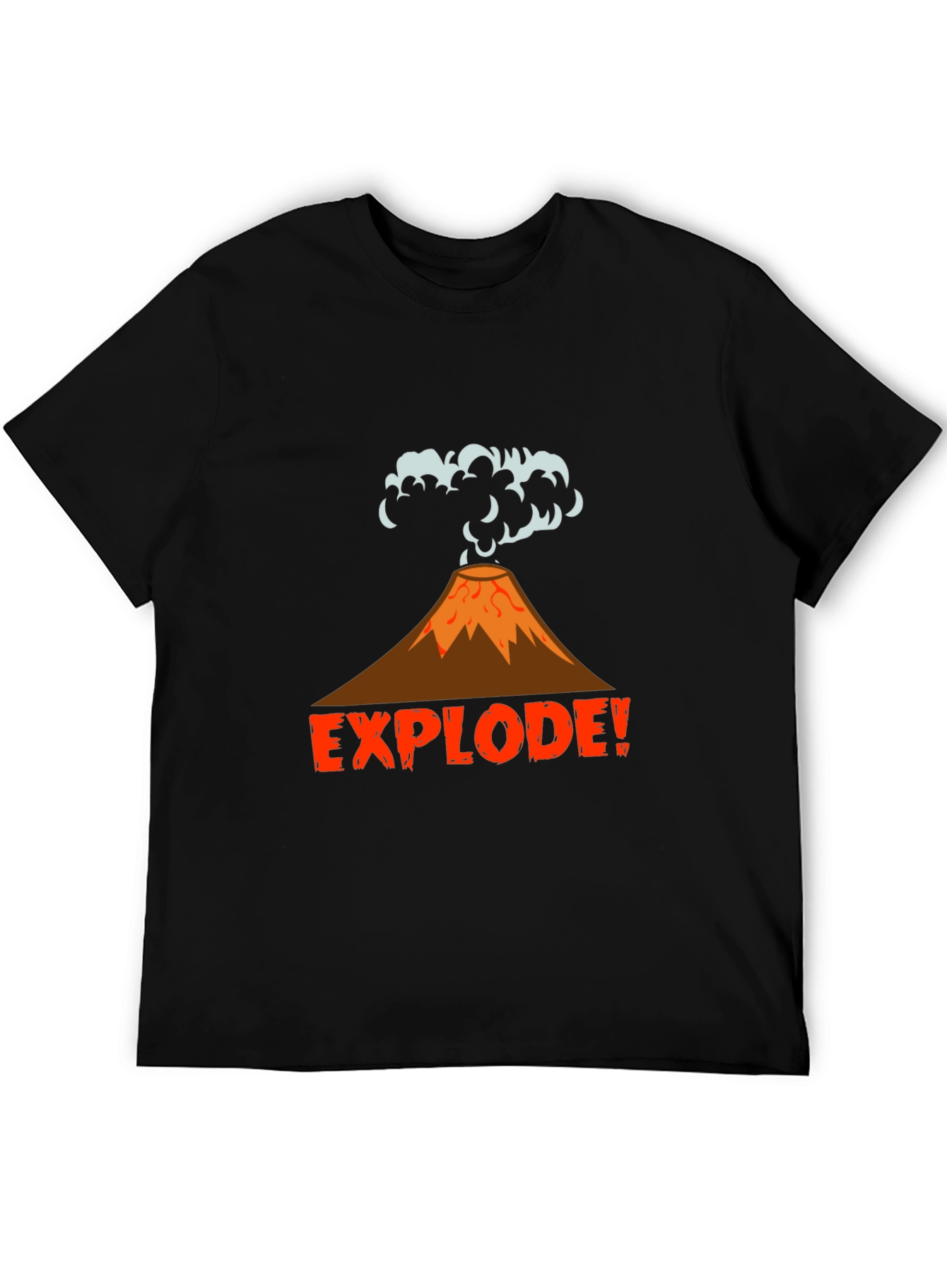 Explode Volcano Graphic Tee - Black Cotton T-Shirt