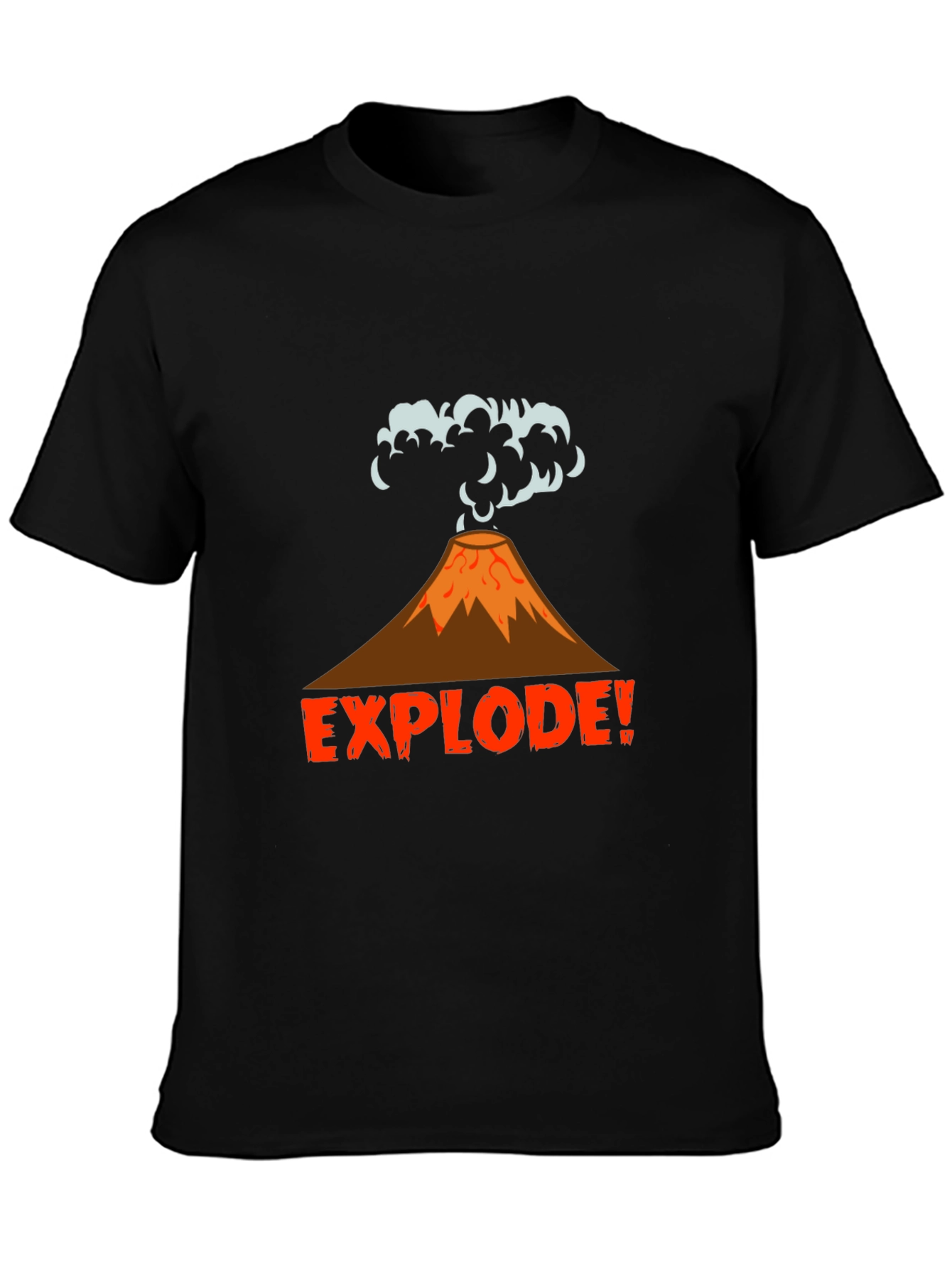 Explode Volcano Graphic Tee - Black Cotton T-Shirt