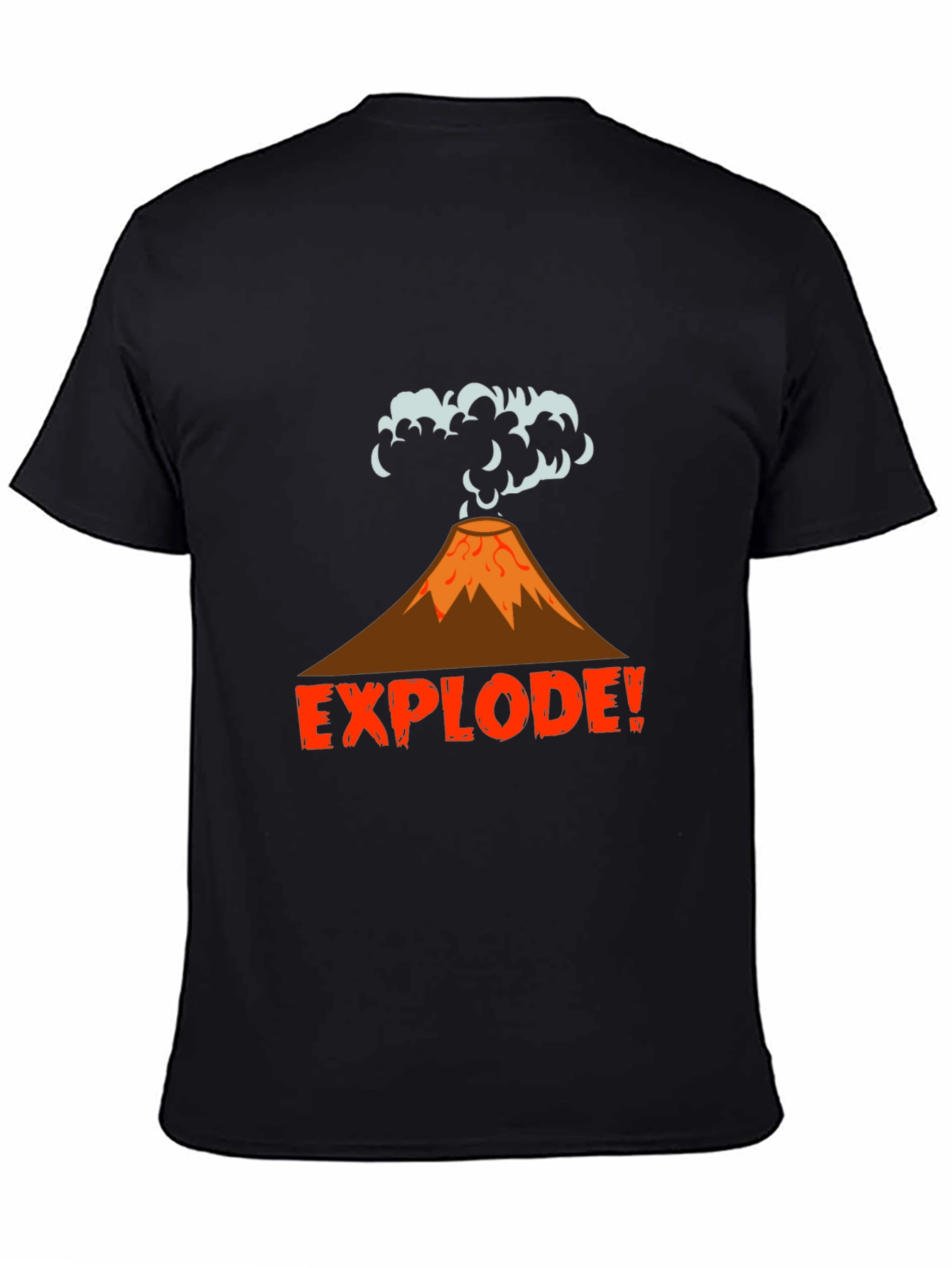 Explode Volcano Graphic Tee - Black Cotton T-Shirt