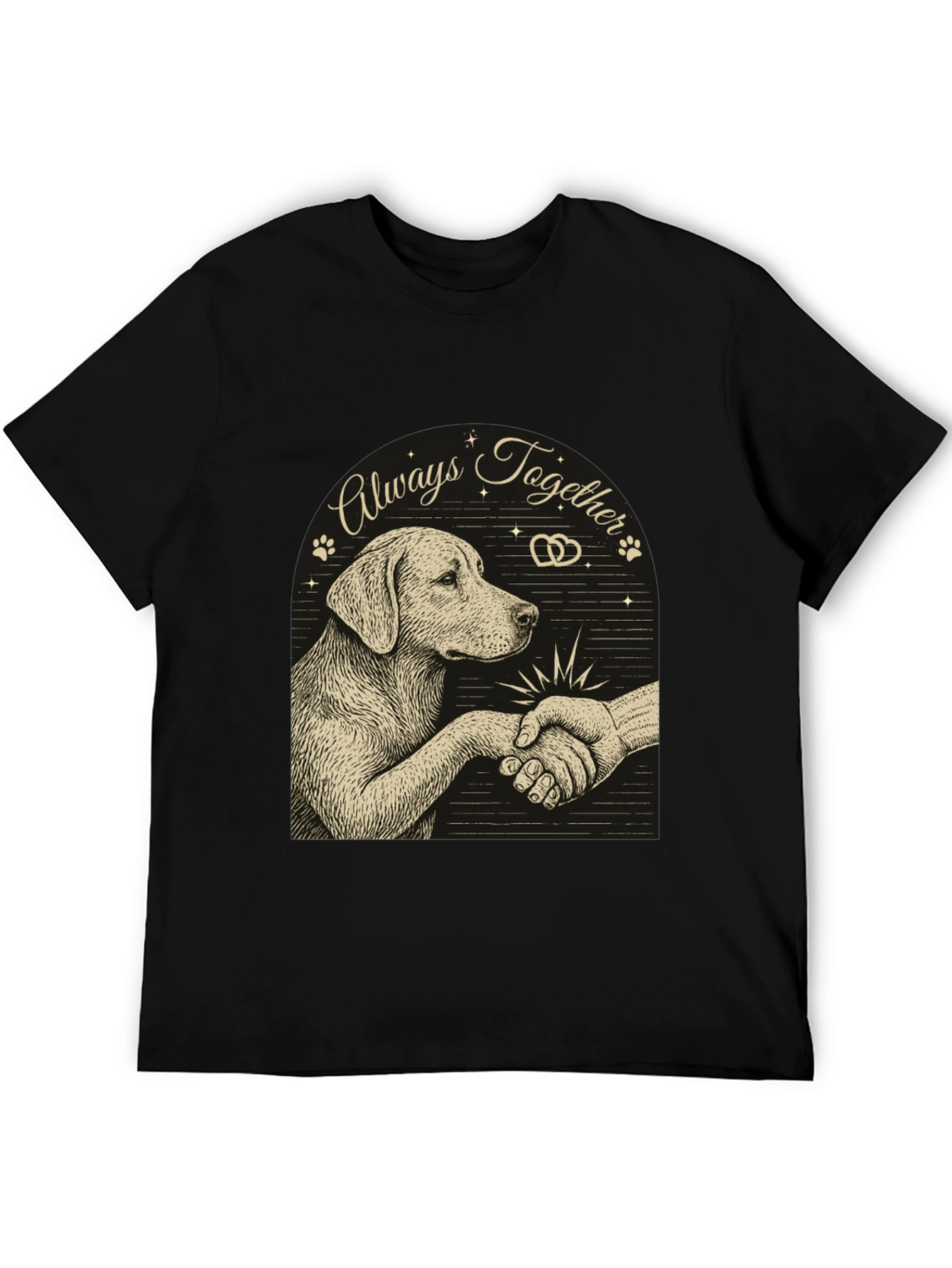 Dog and Human Handshake Graphic T-Shirt