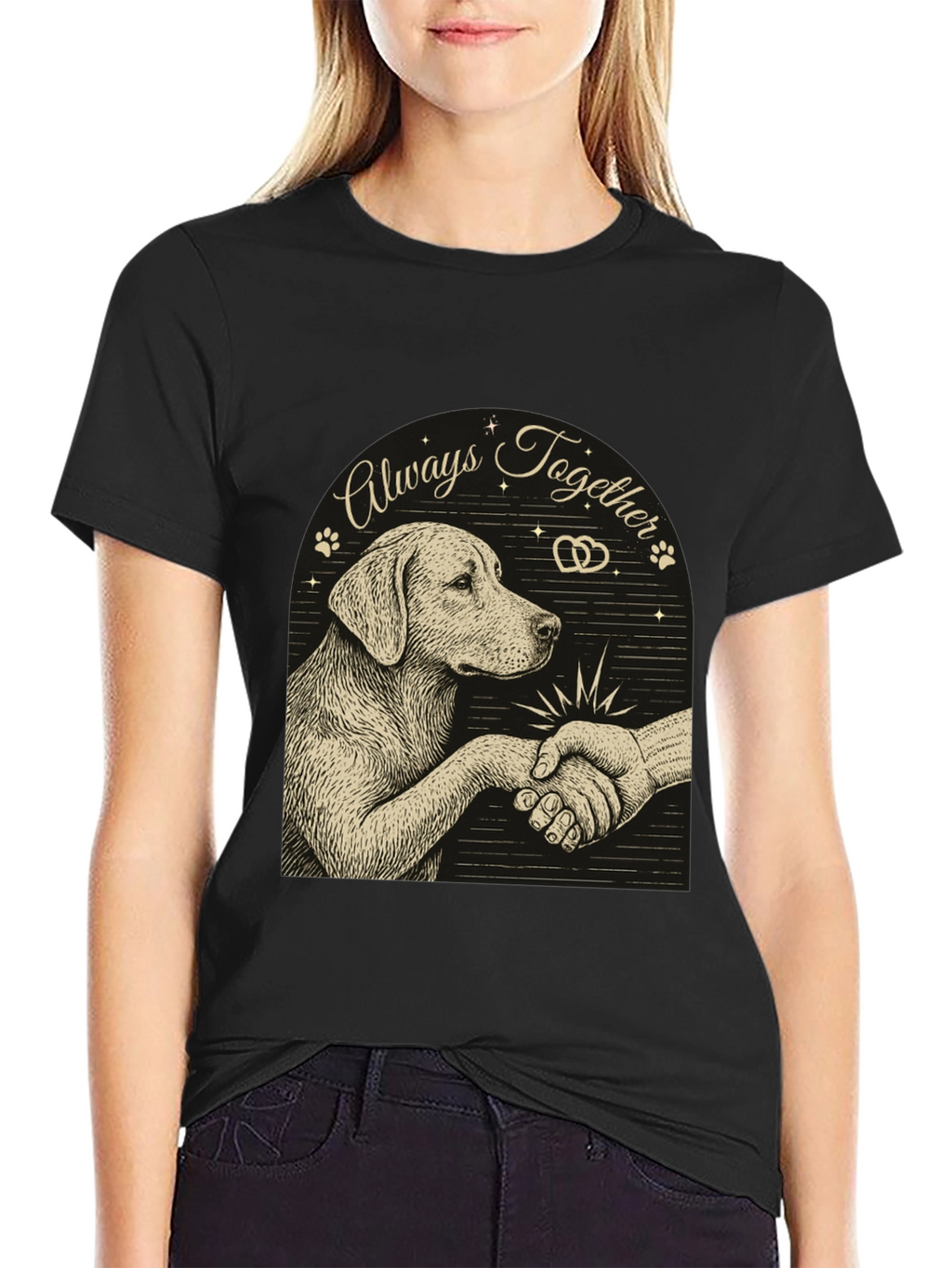 Dog and Human Handshake Graphic T-Shirt