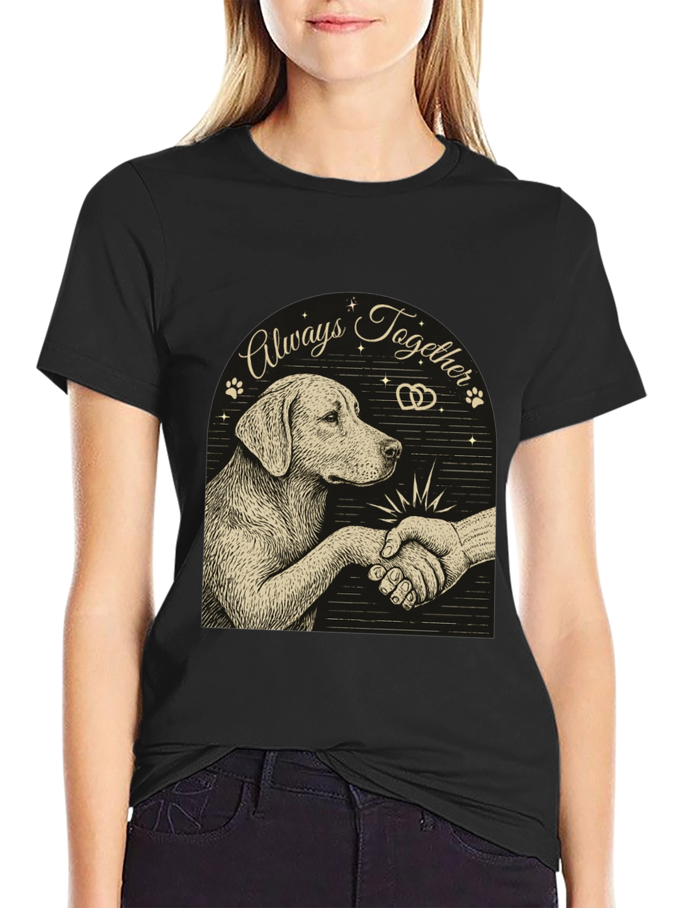Dog and Human Handshake Graphic T-Shirt