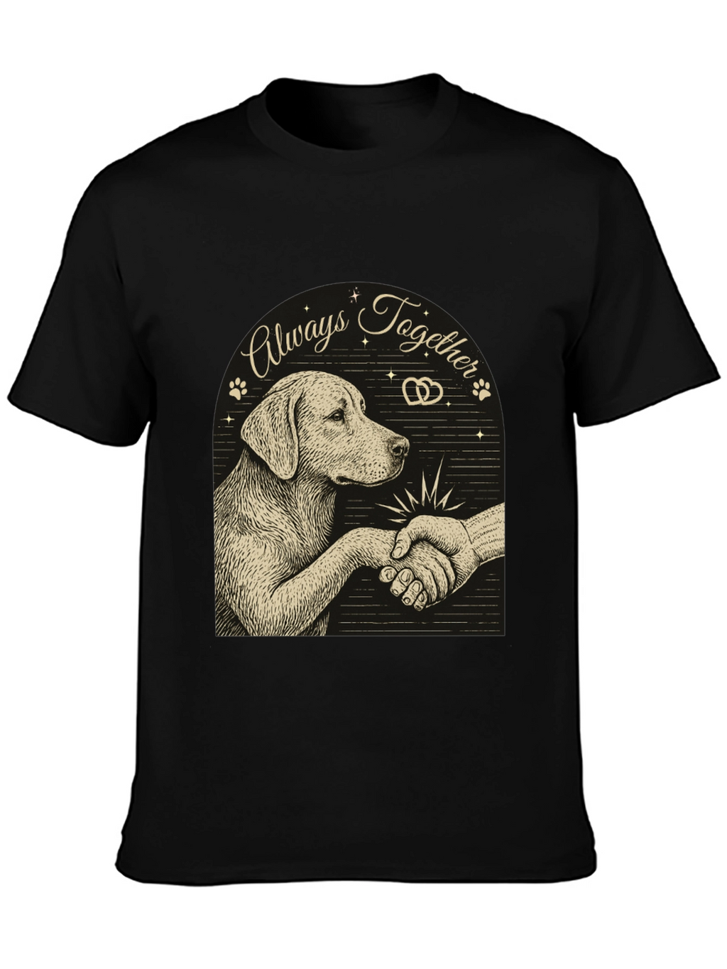 Dog and Human Handshake Graphic T-Shirt