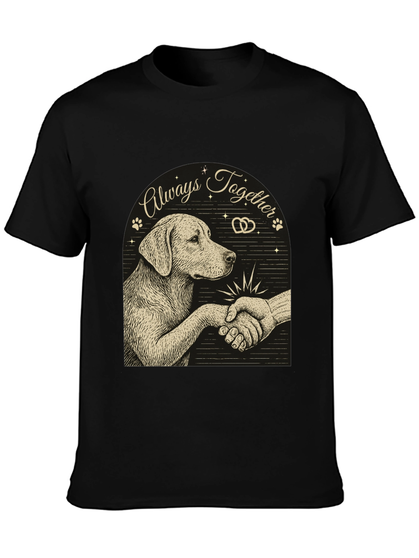 Dog and Human Handshake Graphic T-Shirt