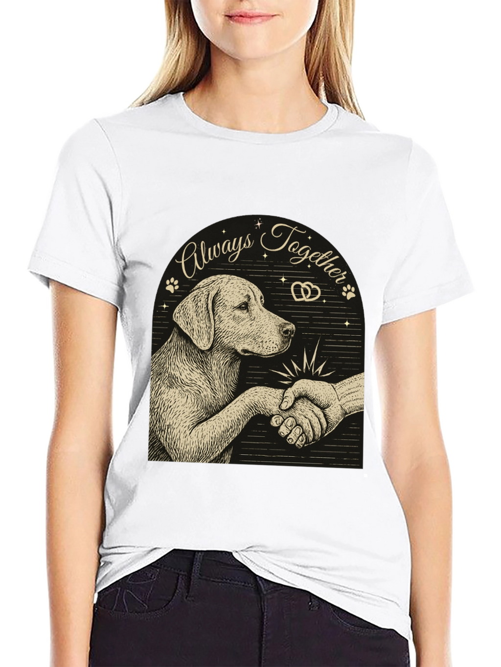 Dog and Human Handshake Graphic T-Shirt
