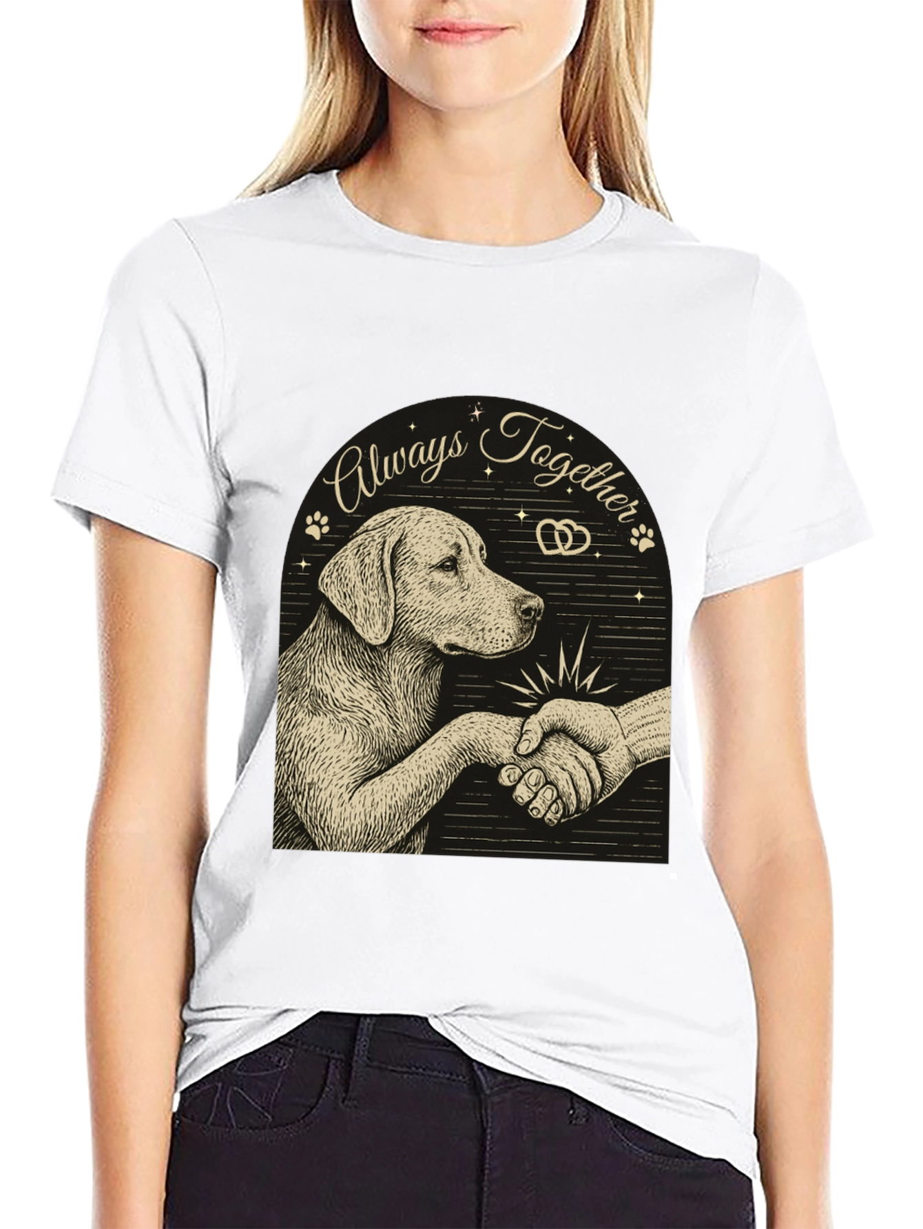 Dog and Human Handshake Graphic T-Shirt