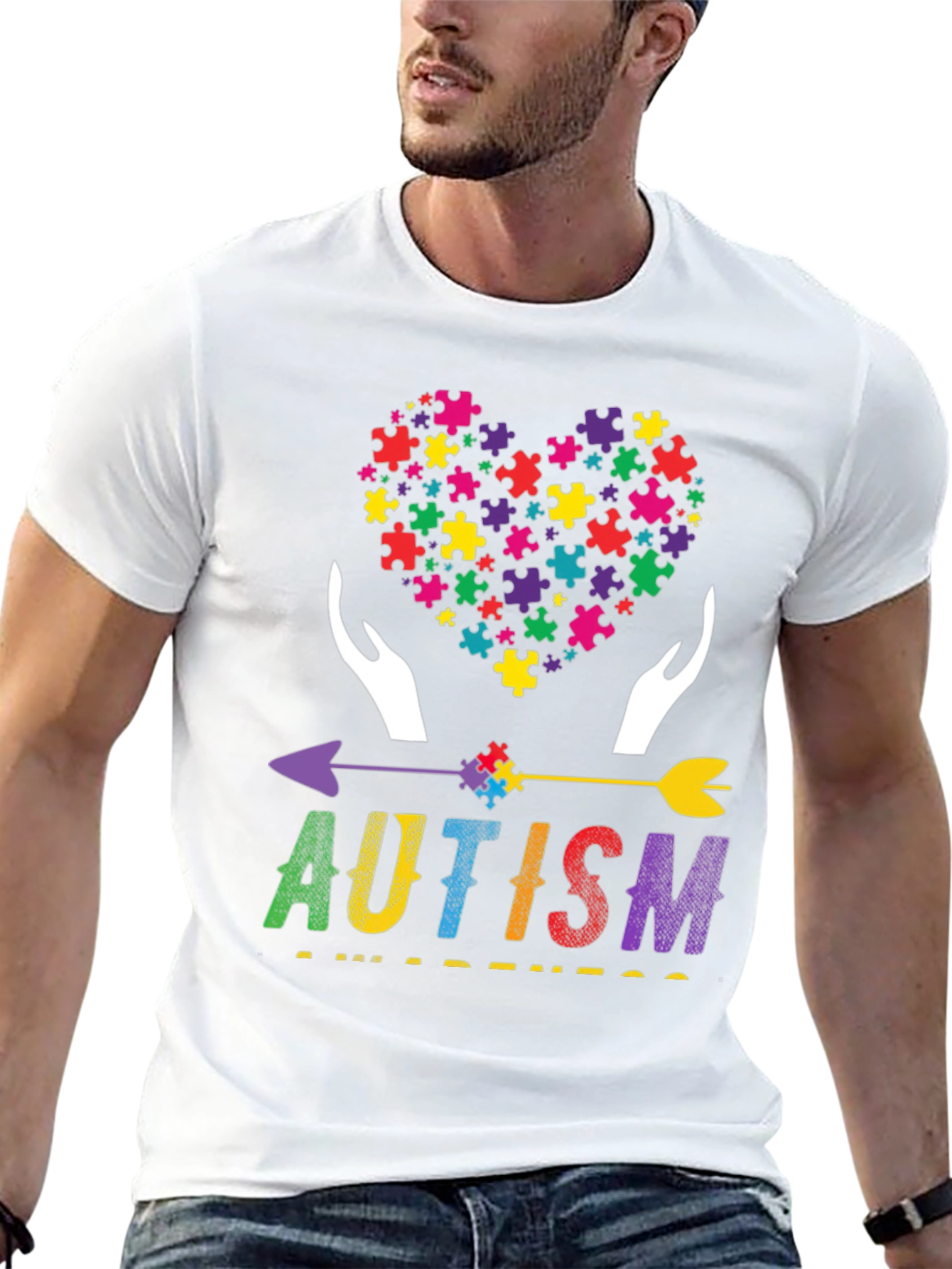 Autism Awareness Puzzle Heart Arrow T-Shirt