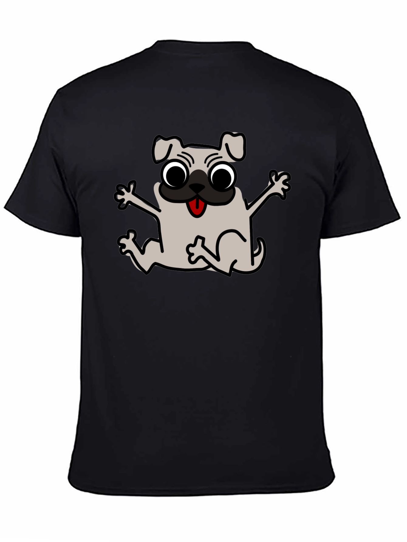 Funny Pug Graphic Tee - Black Cotton T-Shirt