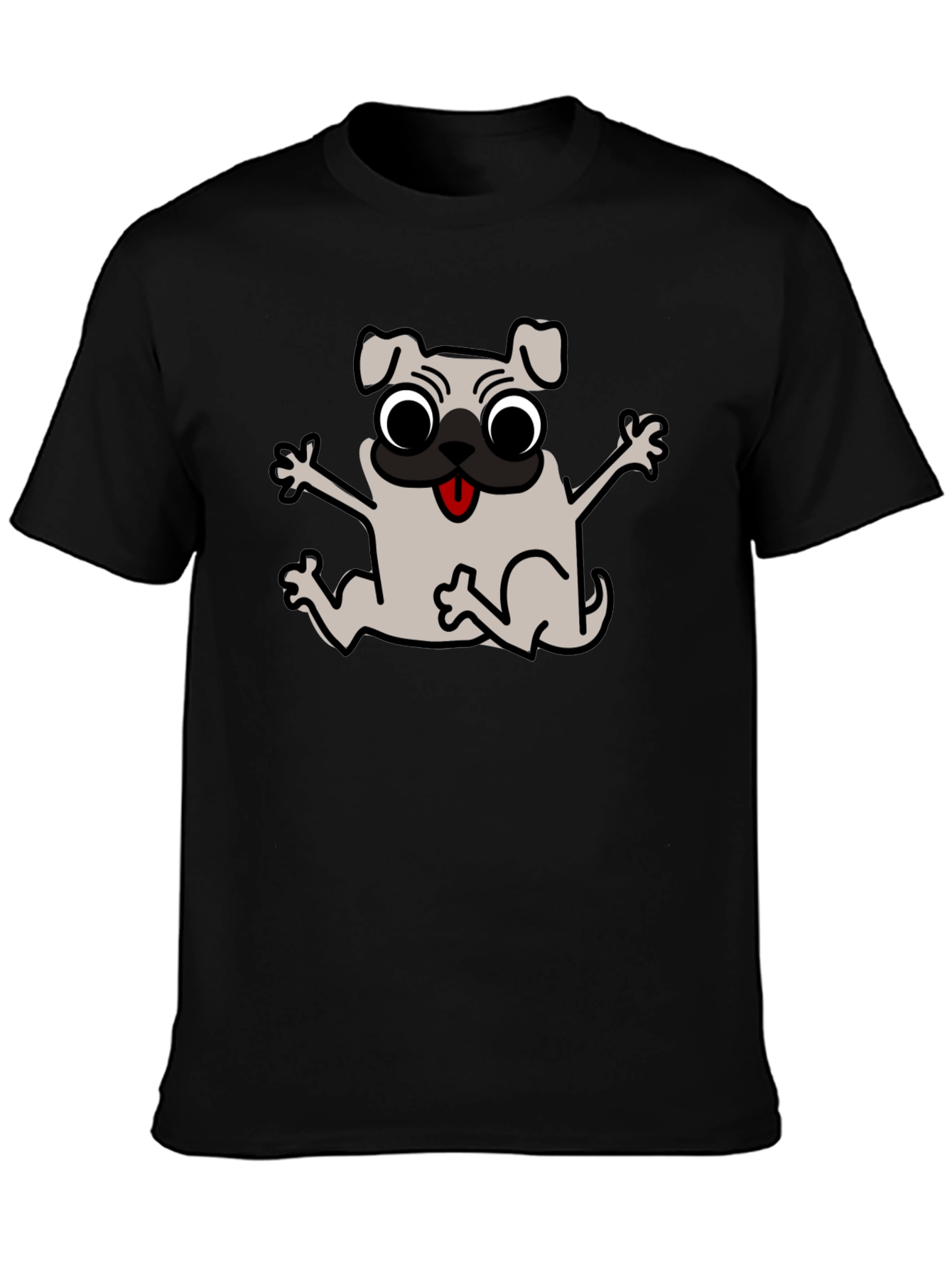 Funny Pug Graphic Tee - Black Cotton T-Shirt
