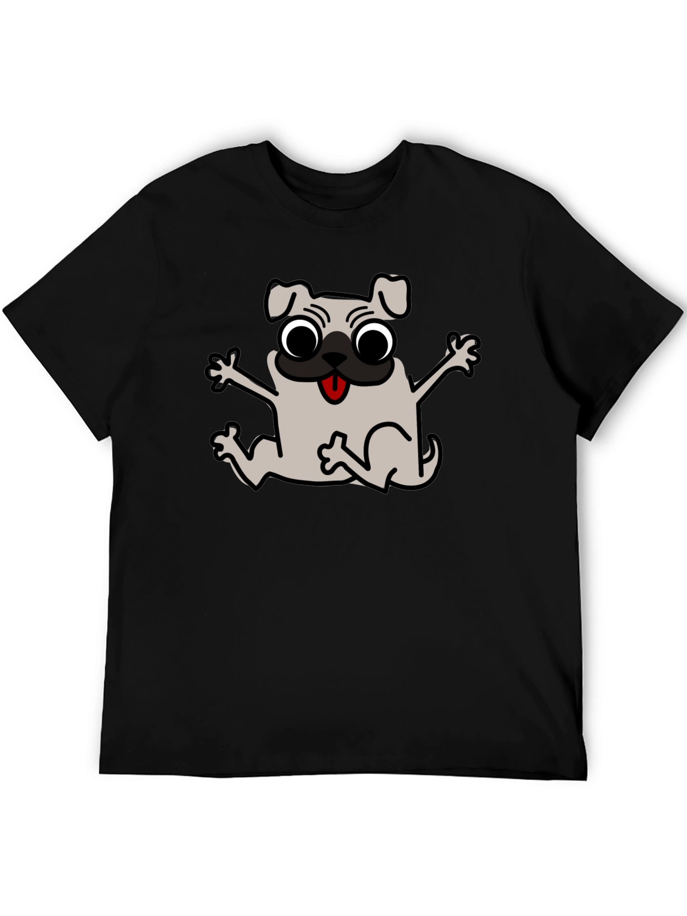 Funny Pug Graphic Tee - Black Cotton T-Shirt