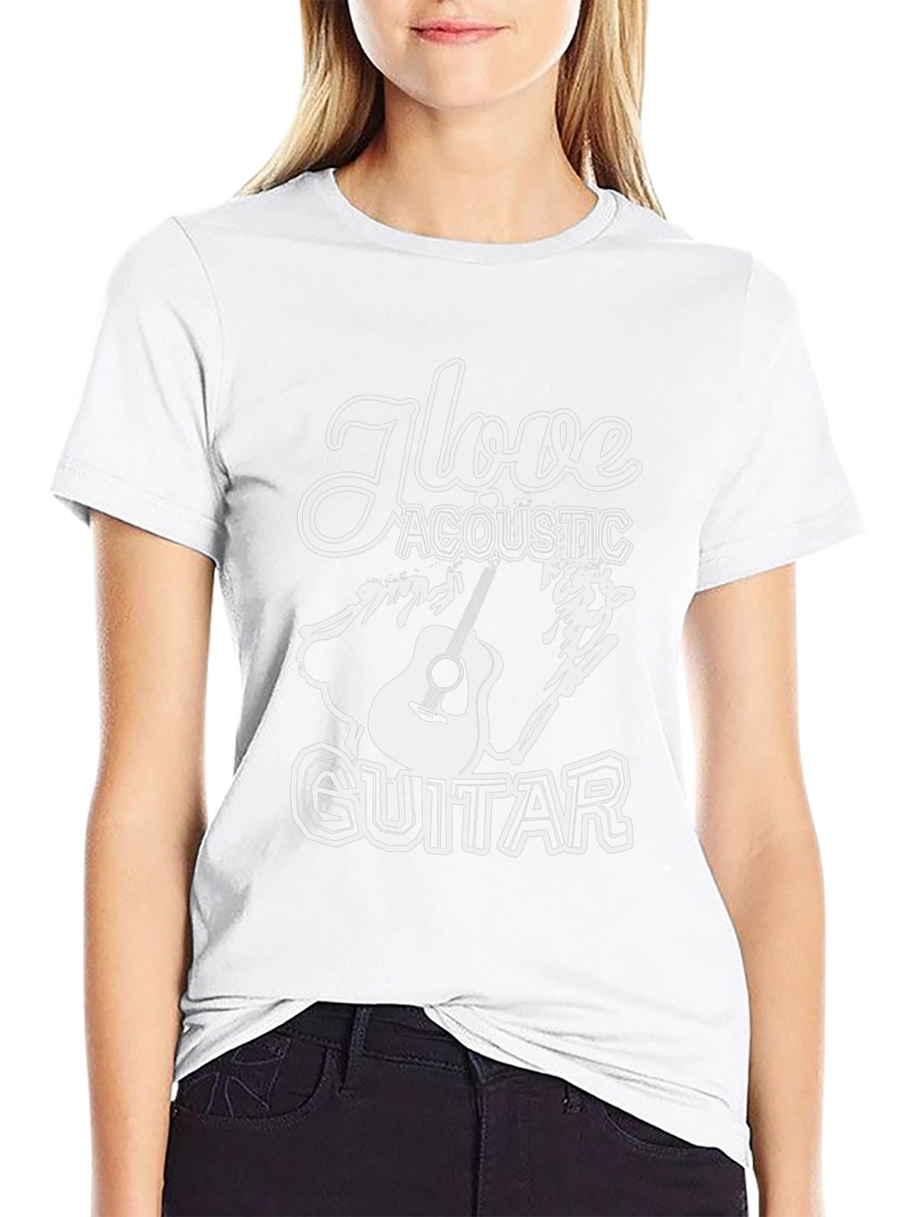 I Love Acoustic Guitar Black T-Shirt