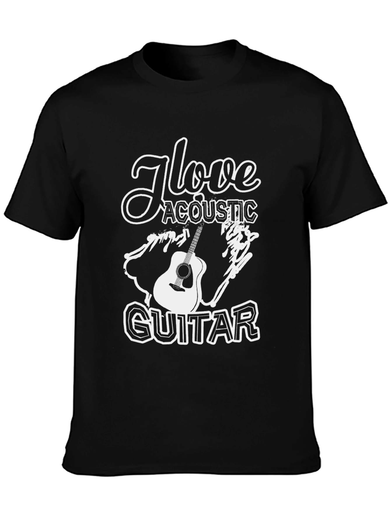 I Love Acoustic Guitar Black T-Shirt