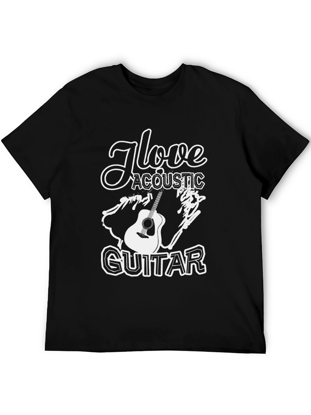 I Love Acoustic Guitar Black T-Shirt