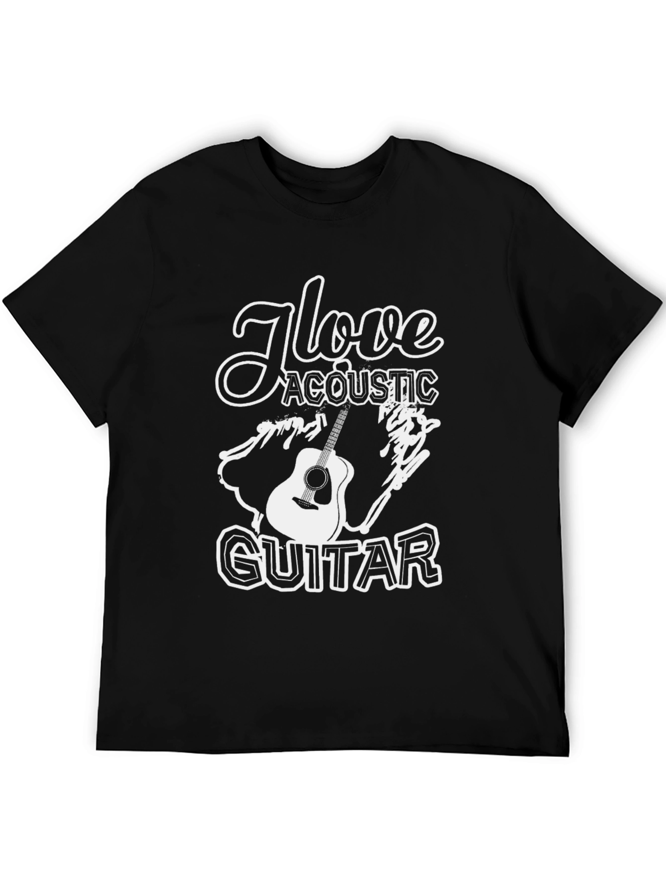 I Love Acoustic Guitar Black T-Shirt