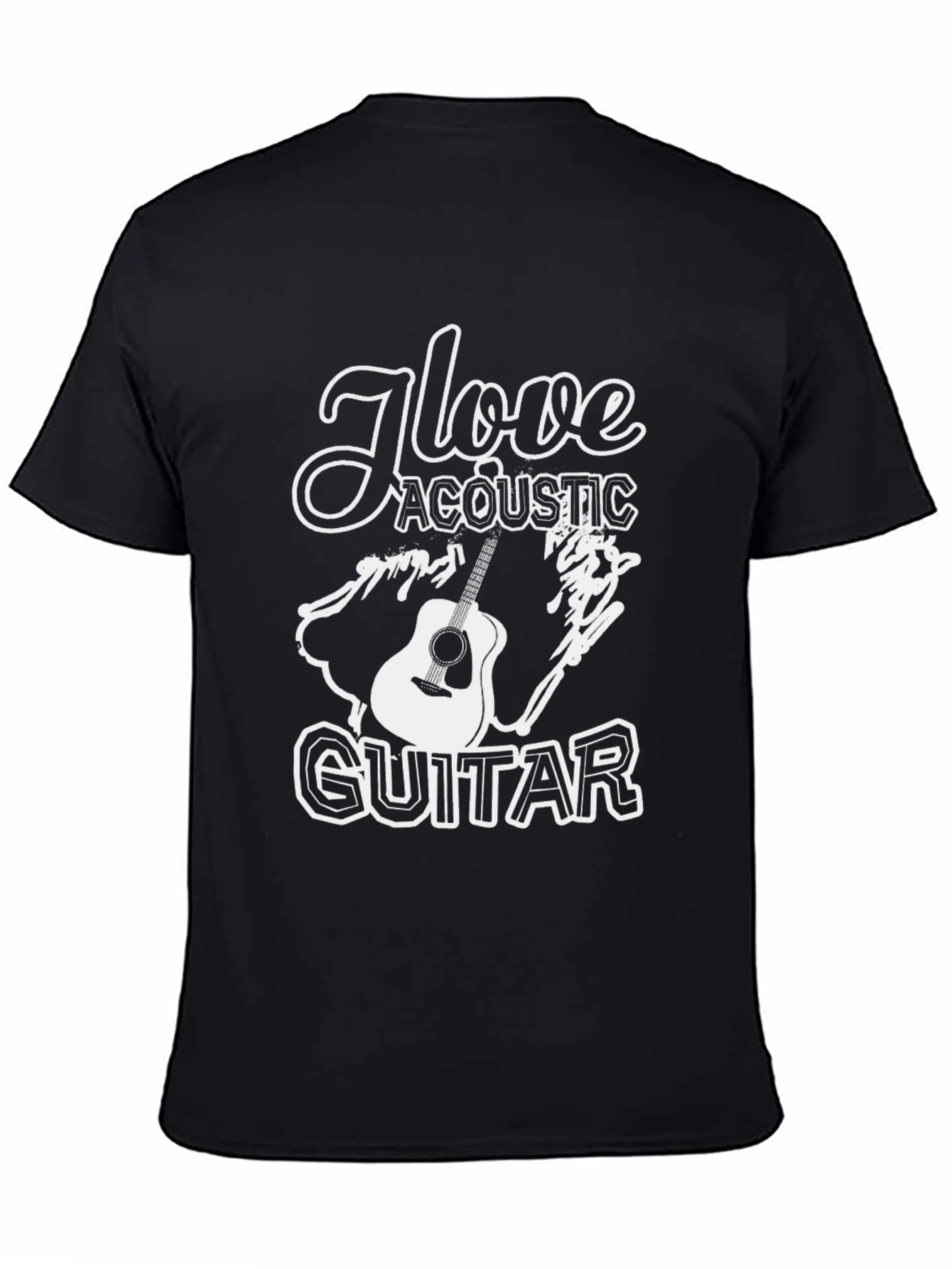 I Love Acoustic Guitar Black T-Shirt