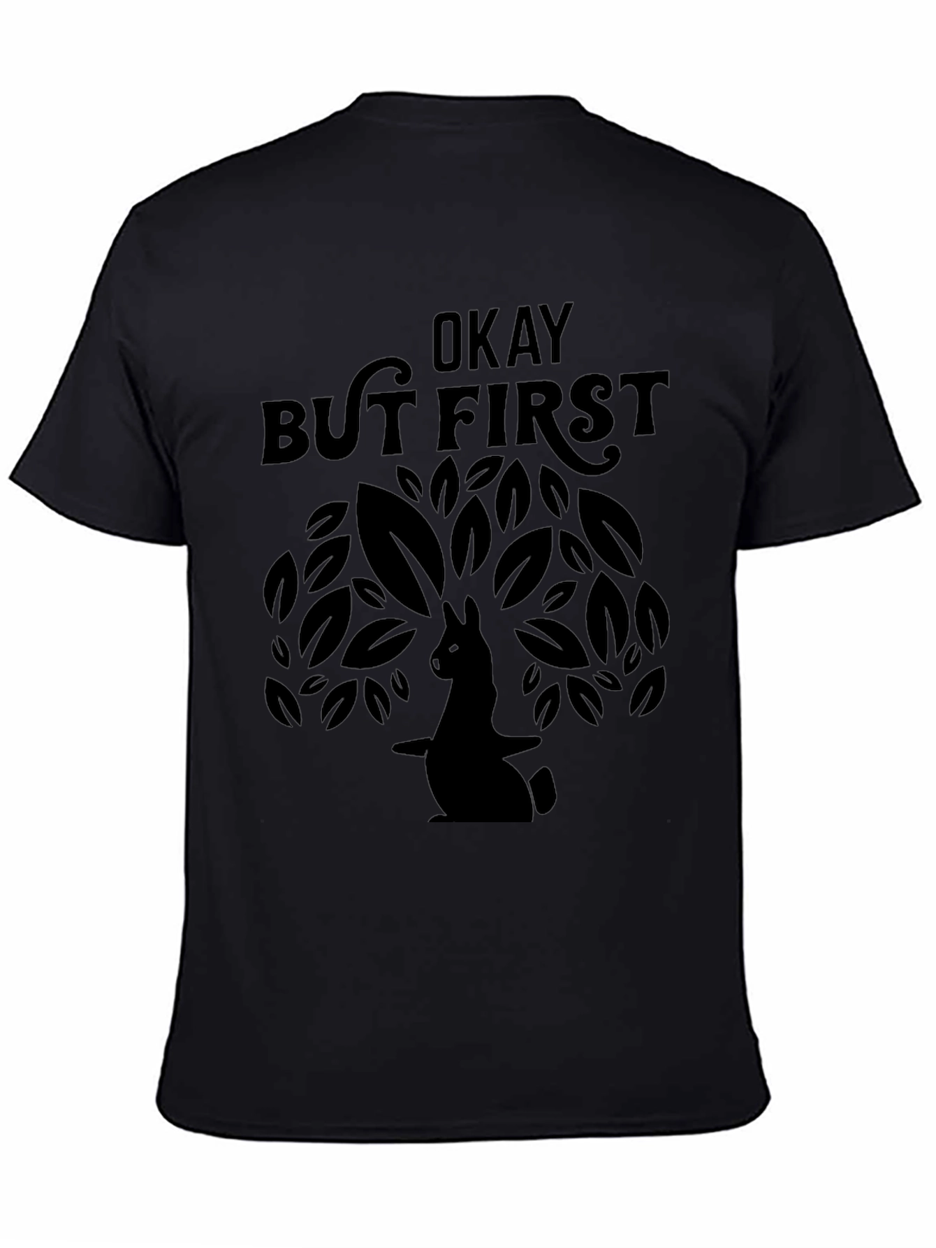 Okay But First Rabbit Tree Graphic Tee - Black