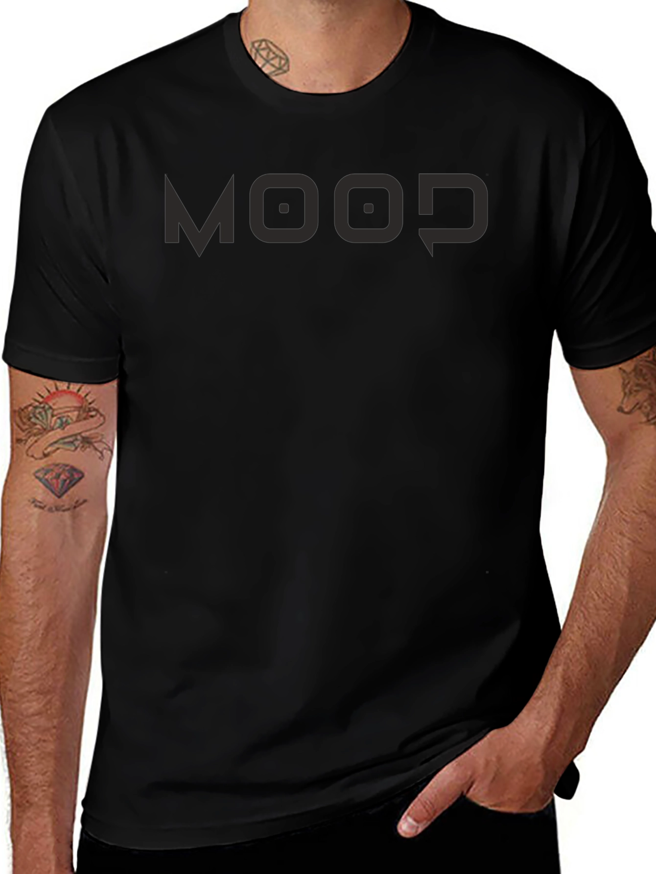 Mens Black MOOD Graphic Tee - Casual Style