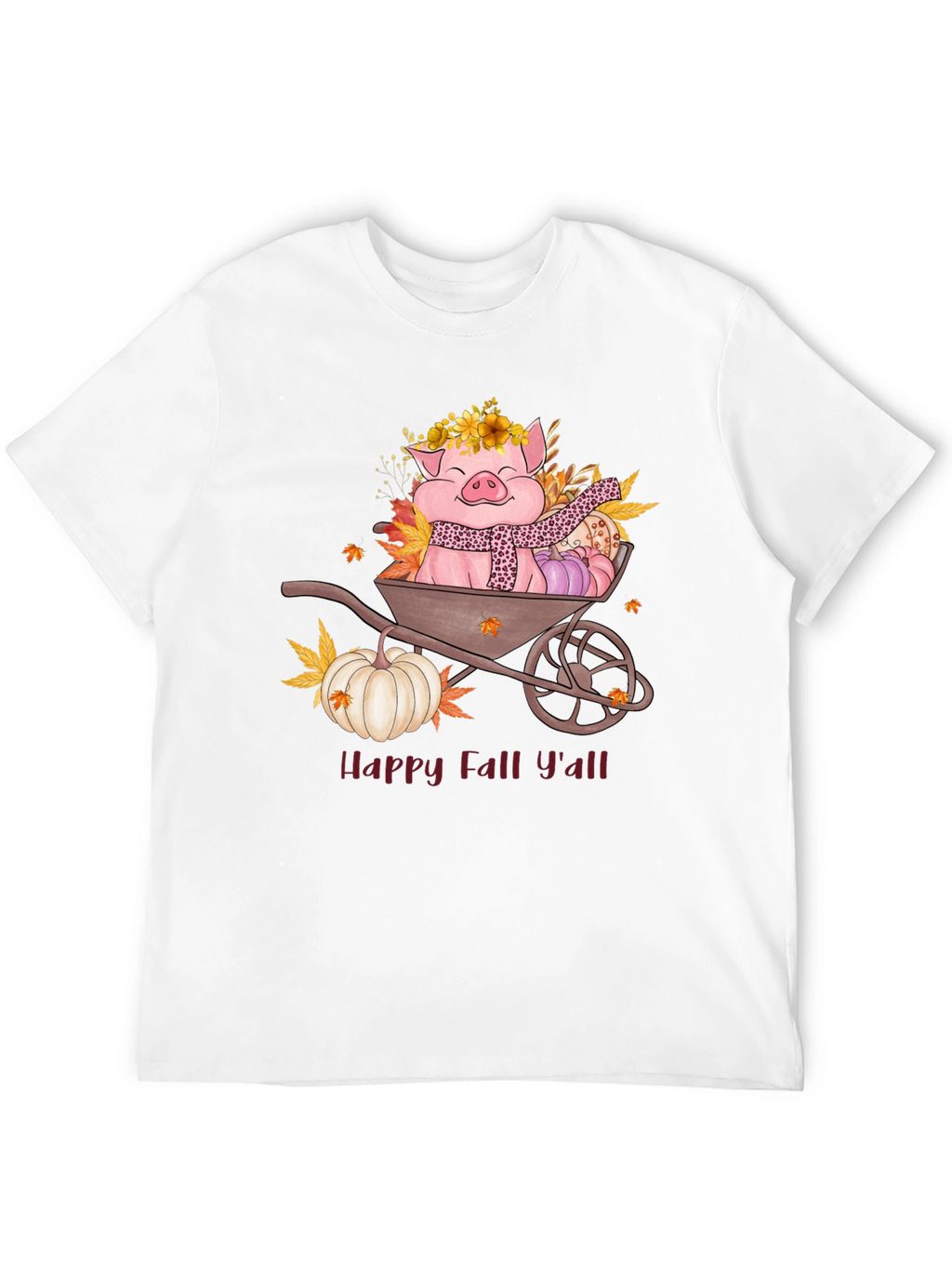 Happy Fall Yall Pig Wheelbarrow Graphic Tee