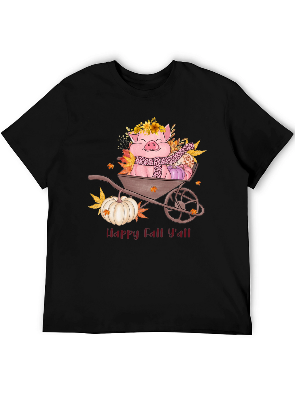 Happy Fall Yall Pig Wheelbarrow Graphic Tee
