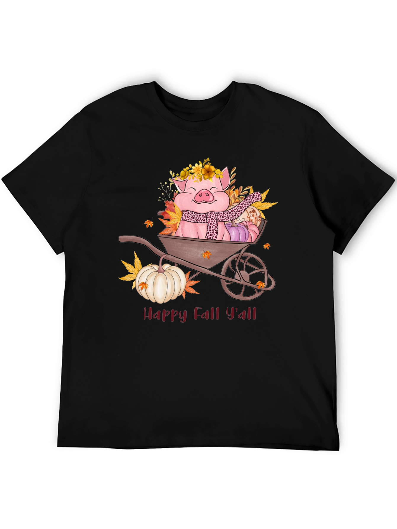 Happy Fall Yall Pig Wheelbarrow Graphic Tee