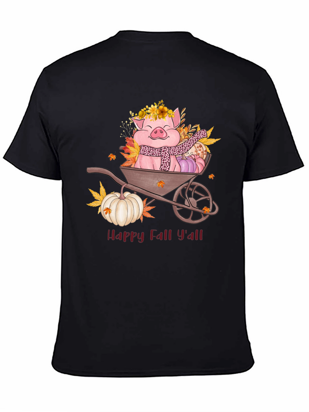 Happy Fall Yall Pig Wheelbarrow Graphic Tee