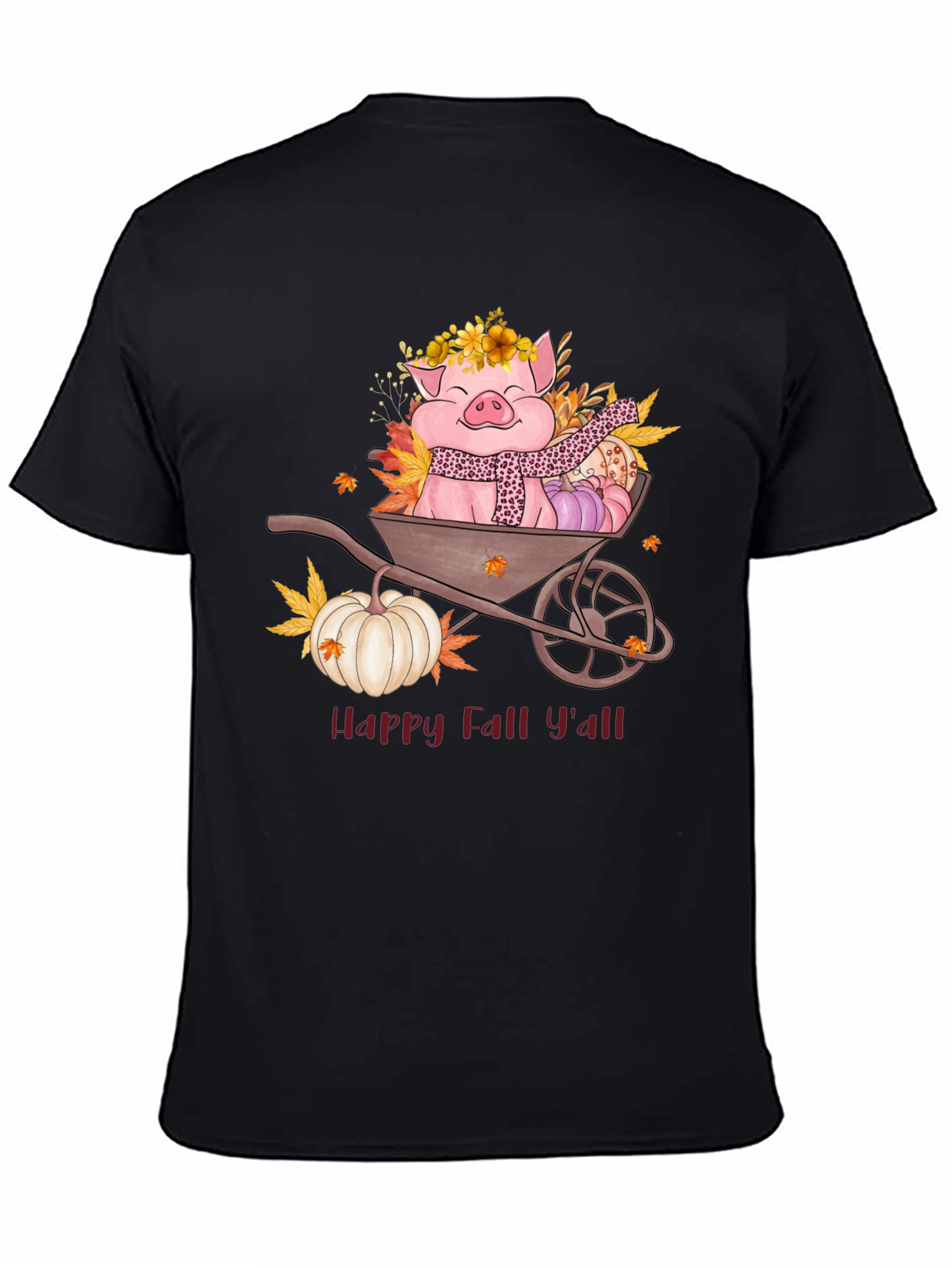 Happy Fall Yall Pig Wheelbarrow Graphic Tee
