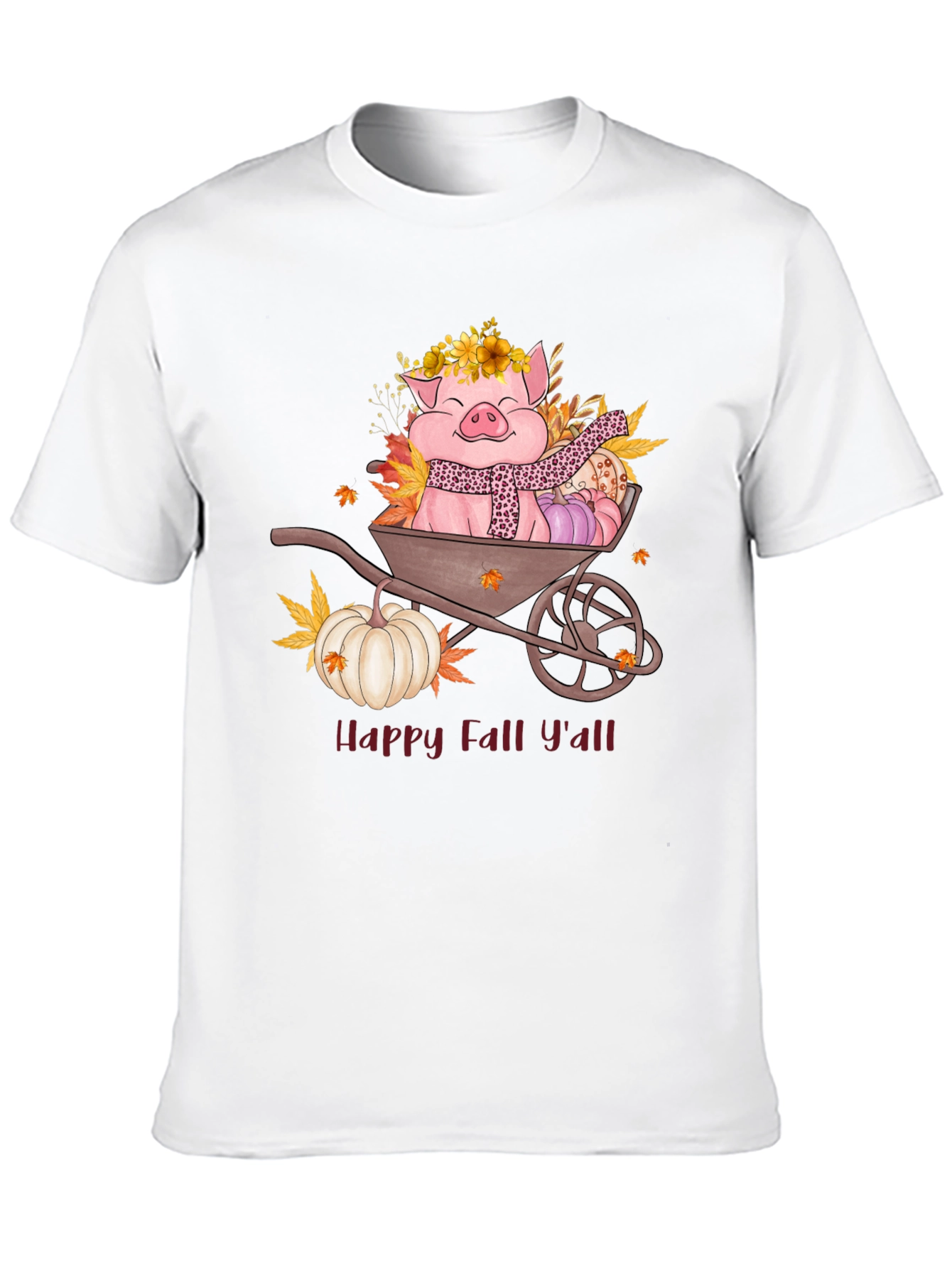 Happy Fall Yall Pig Wheelbarrow Graphic Tee