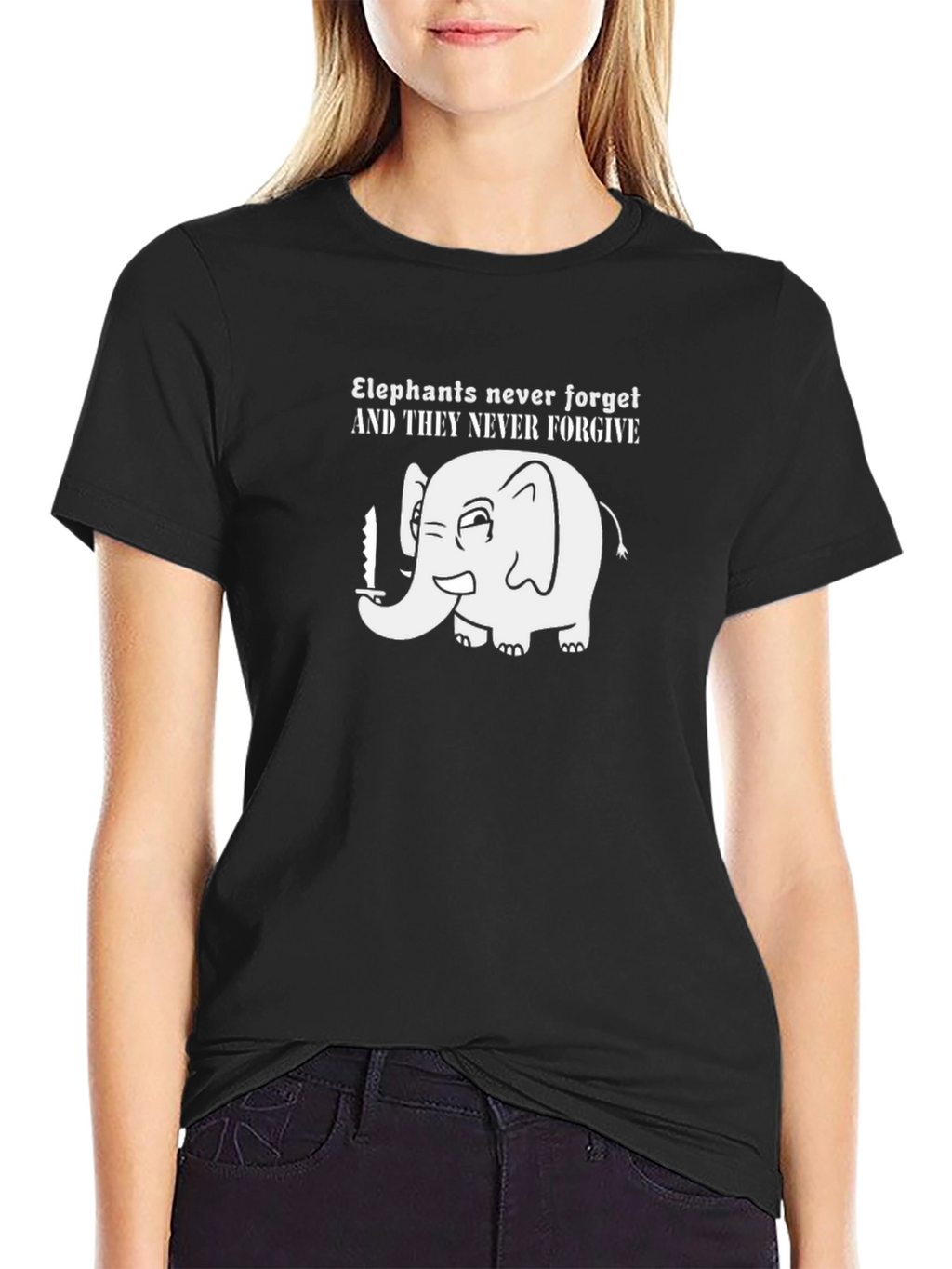 Elephant Never Forget Black T-Shirt