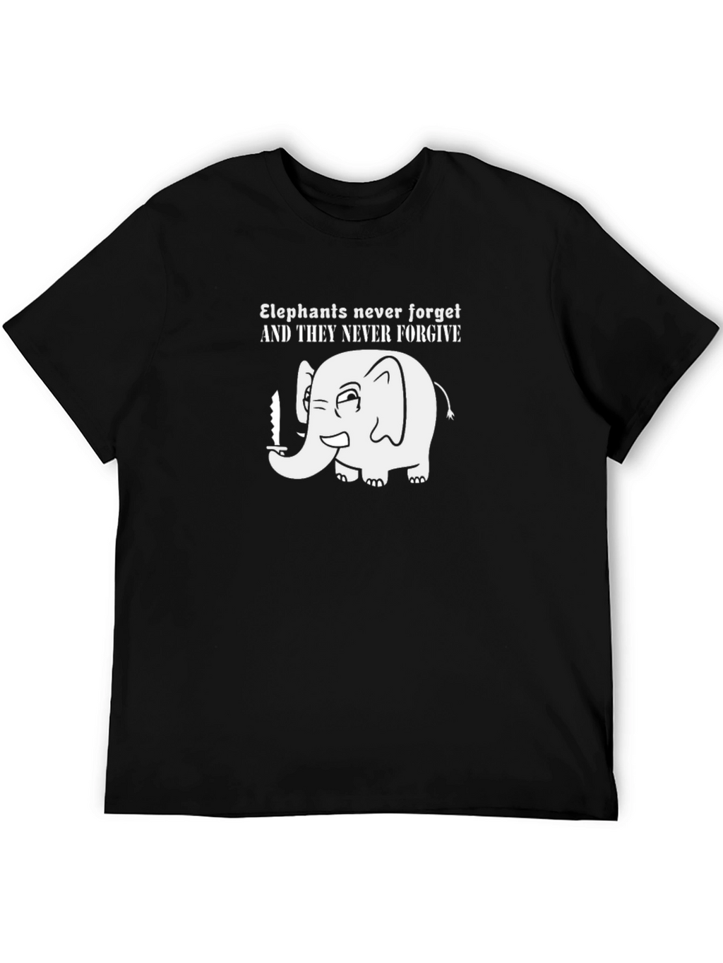 Elephant Never Forget Black T-Shirt