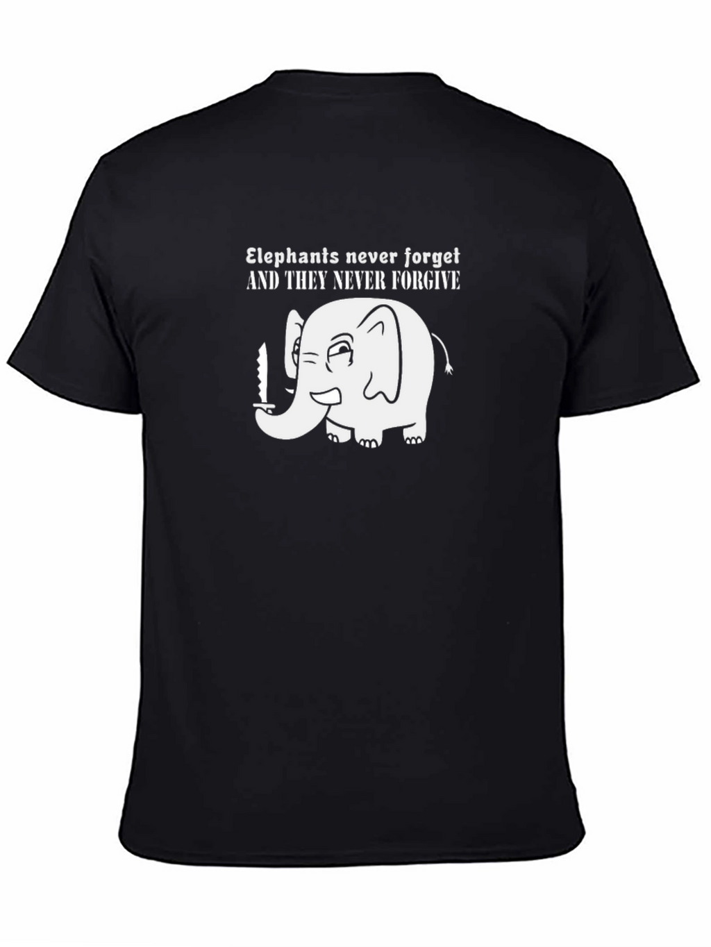 Elephant Never Forget Black T-Shirt